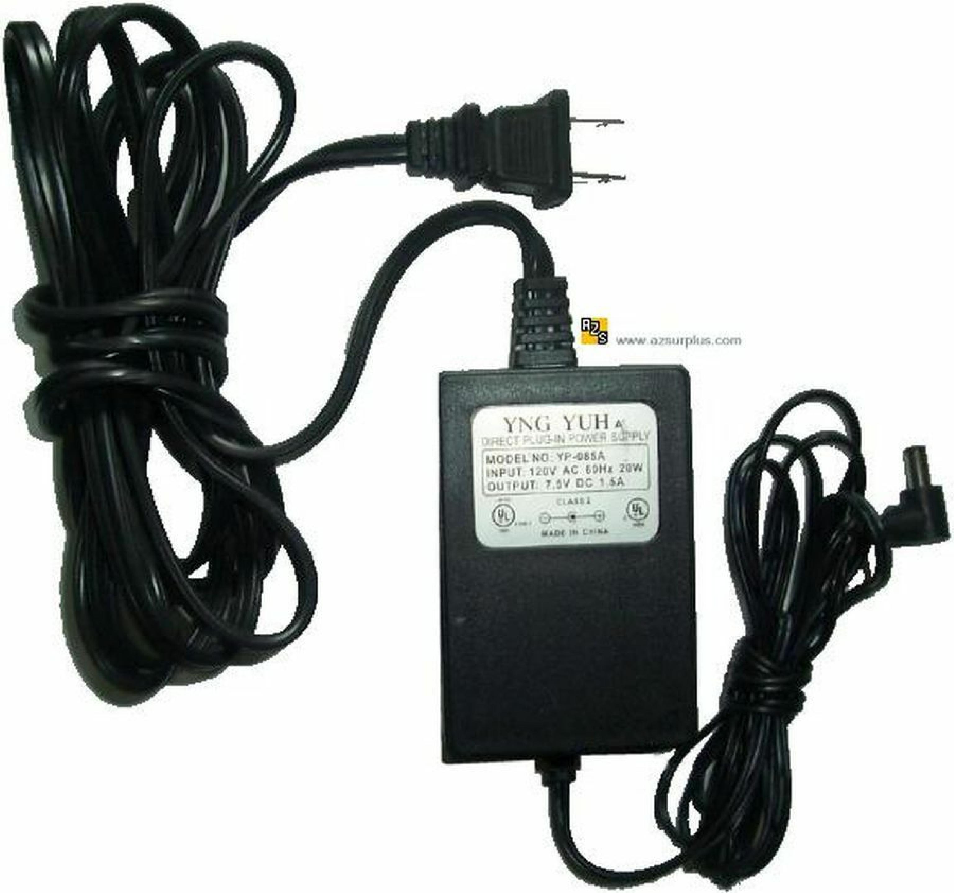 YNG YUH YP-085A 7.5V DC 1.5A AC ADAPTER WITH BARREL CONNECTOR