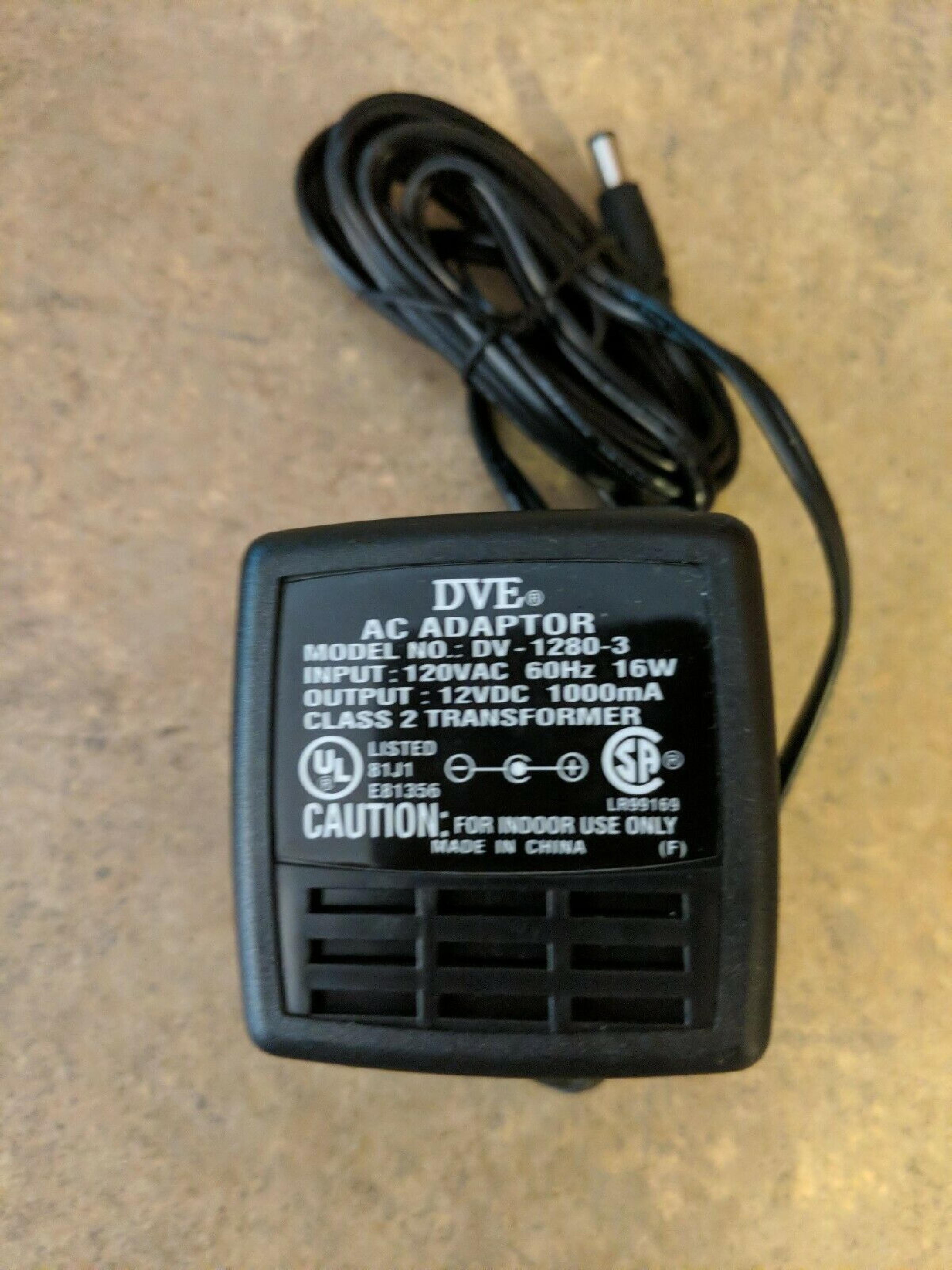 GENERIC / NETGEAR / DVE DV-1280-3 12V DC 1000MA AC ADAPTER WITH BARREL CONNECTOR 12VDC 1000MA, 6FT CABLE CONNECTOR, OD:5.5MM, ID:2.0MM, WALL STYLE POWER SUPPLY 1.2AMP 1A, ID:2.05MM, STYLE, NEGATIVE POLE OUTSIDE 12 VOLT