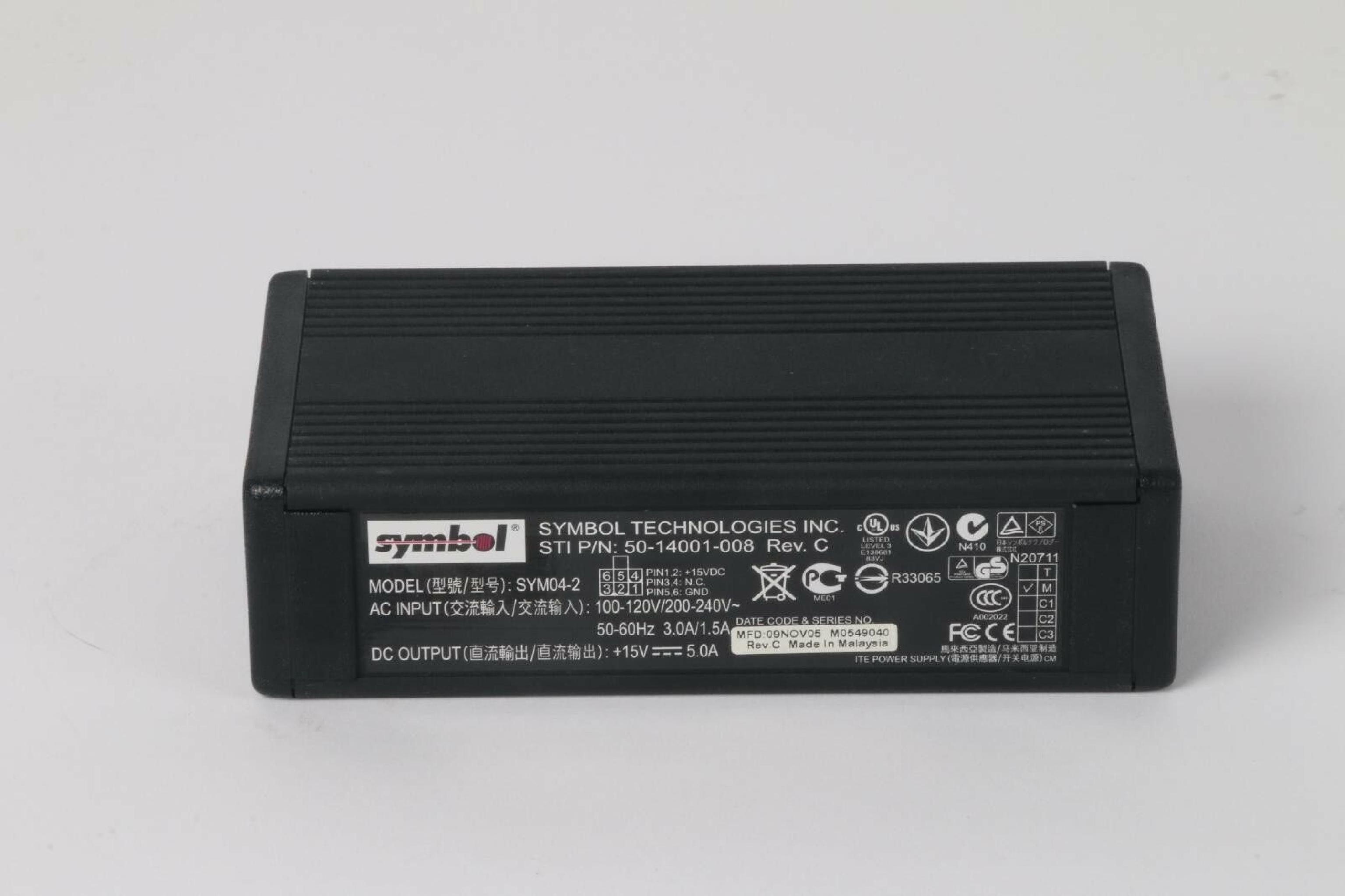 SYMBOL / SYMBOL TECHNOLOGIES 50-14001-008 15V DC 5.0A AC ADAPTER WITH 6 PIN CONNECTOR 15VDC 2X3 6PIN 6FT CABLE OD:5.5MM ID:2.4MM DESKTOP