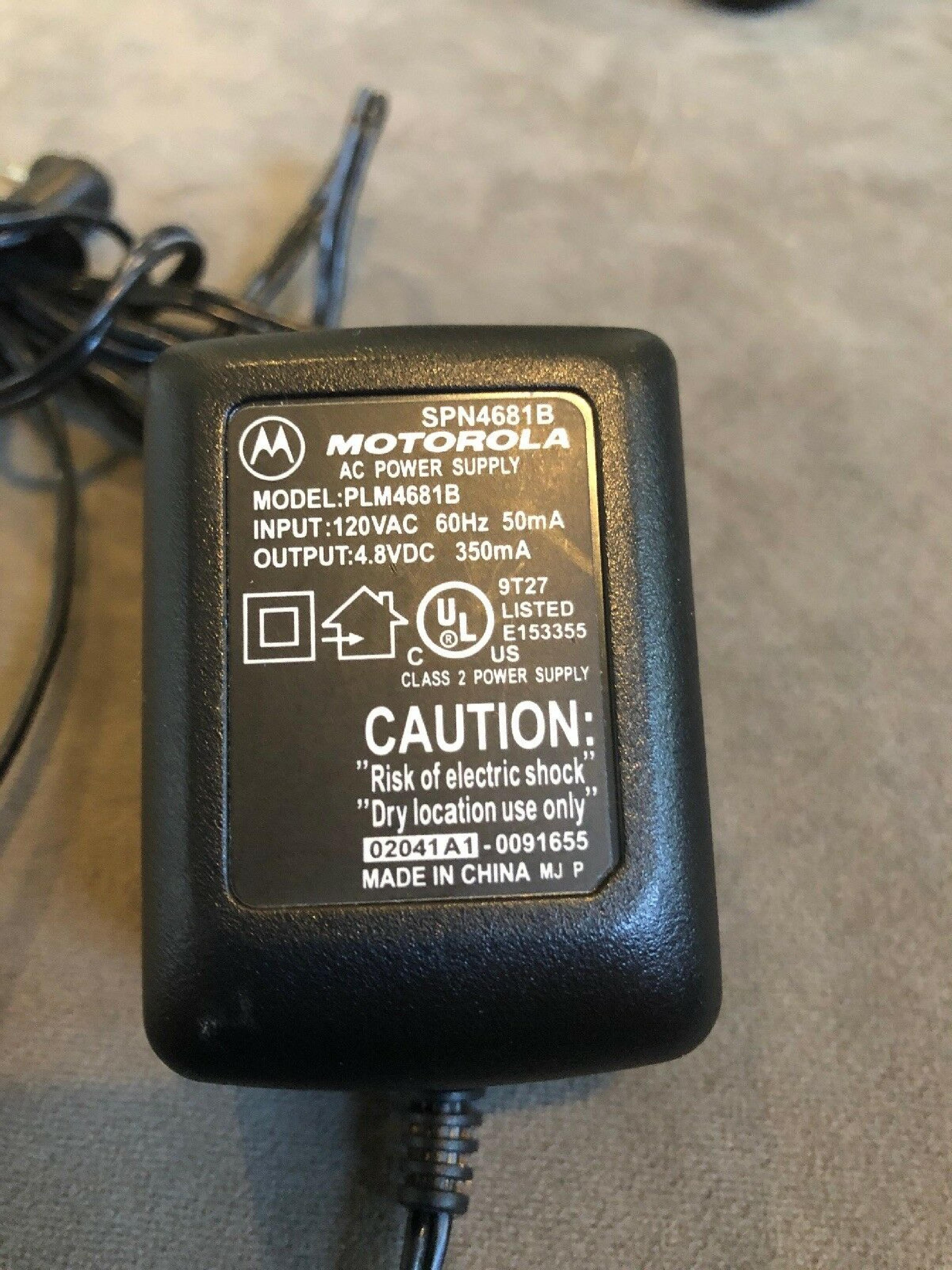 MOTOROLA PLM4681B CUT WIRE 4.8V DC 350MA AC ADAPTER