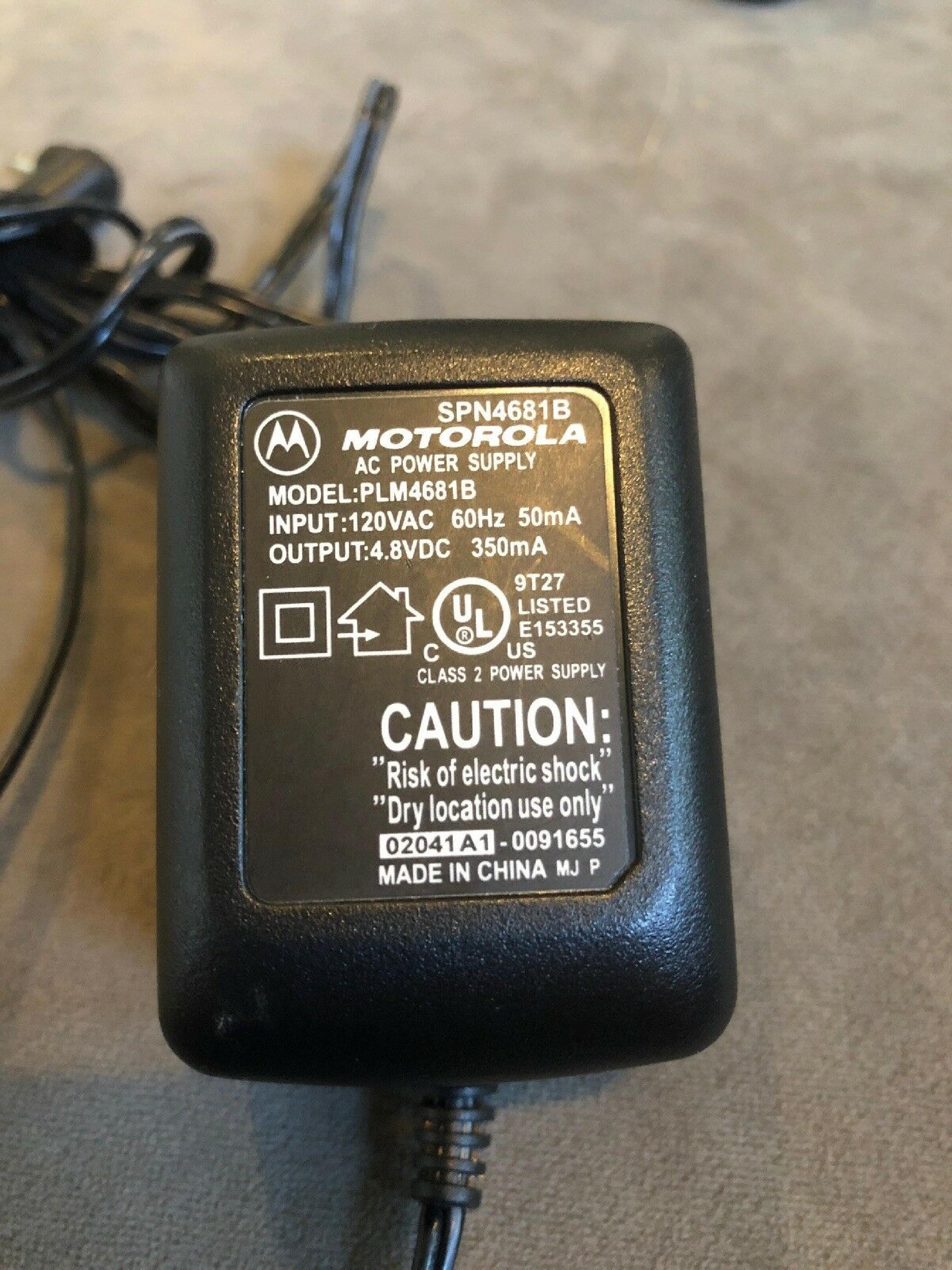 MOTOROLA PLM4681B CUT WIRE 4.8V DC 350MA AC ADAPTER