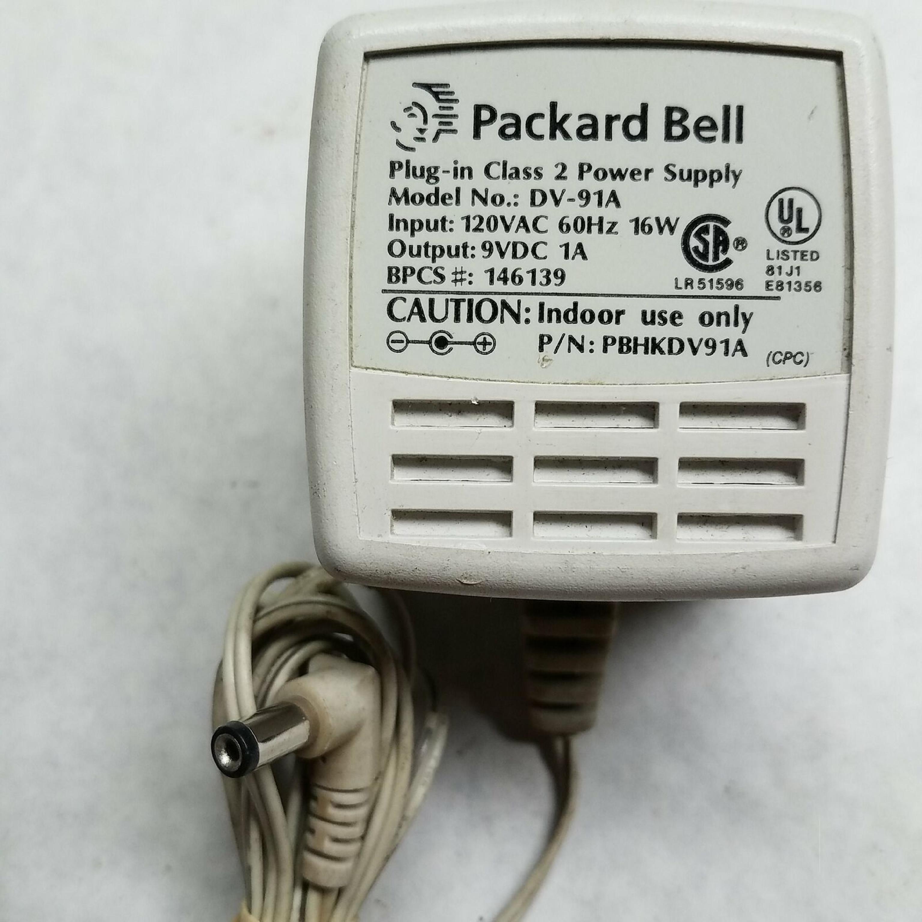 ACER / PACKARD BELL DV-91A CUT WIRE 9V DC 1A AC ADAPTER