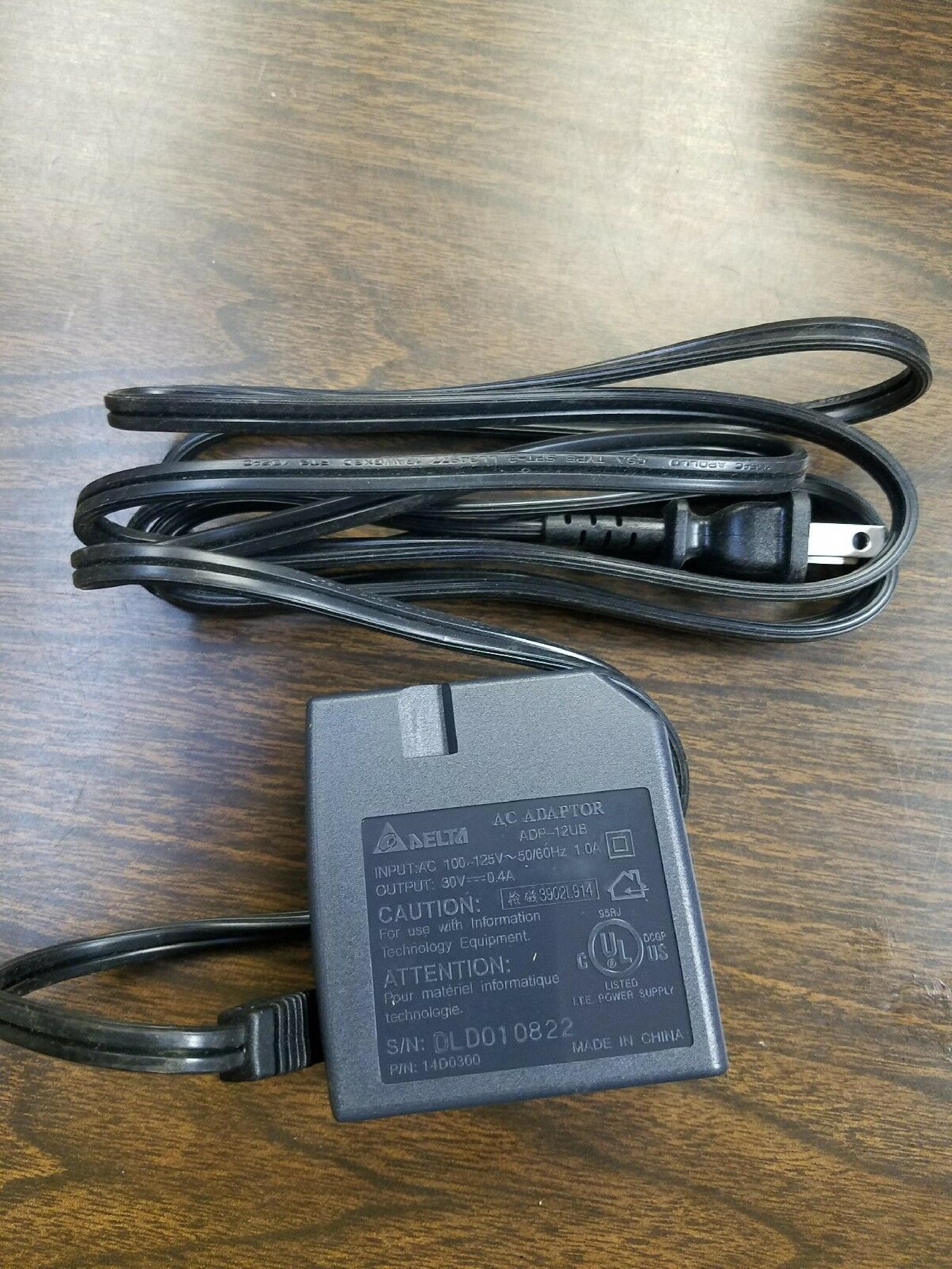 DELTA ELECTRONICS INC ADP-12UB CUT WIRE 30V DC 0.4A AC ADAPTER