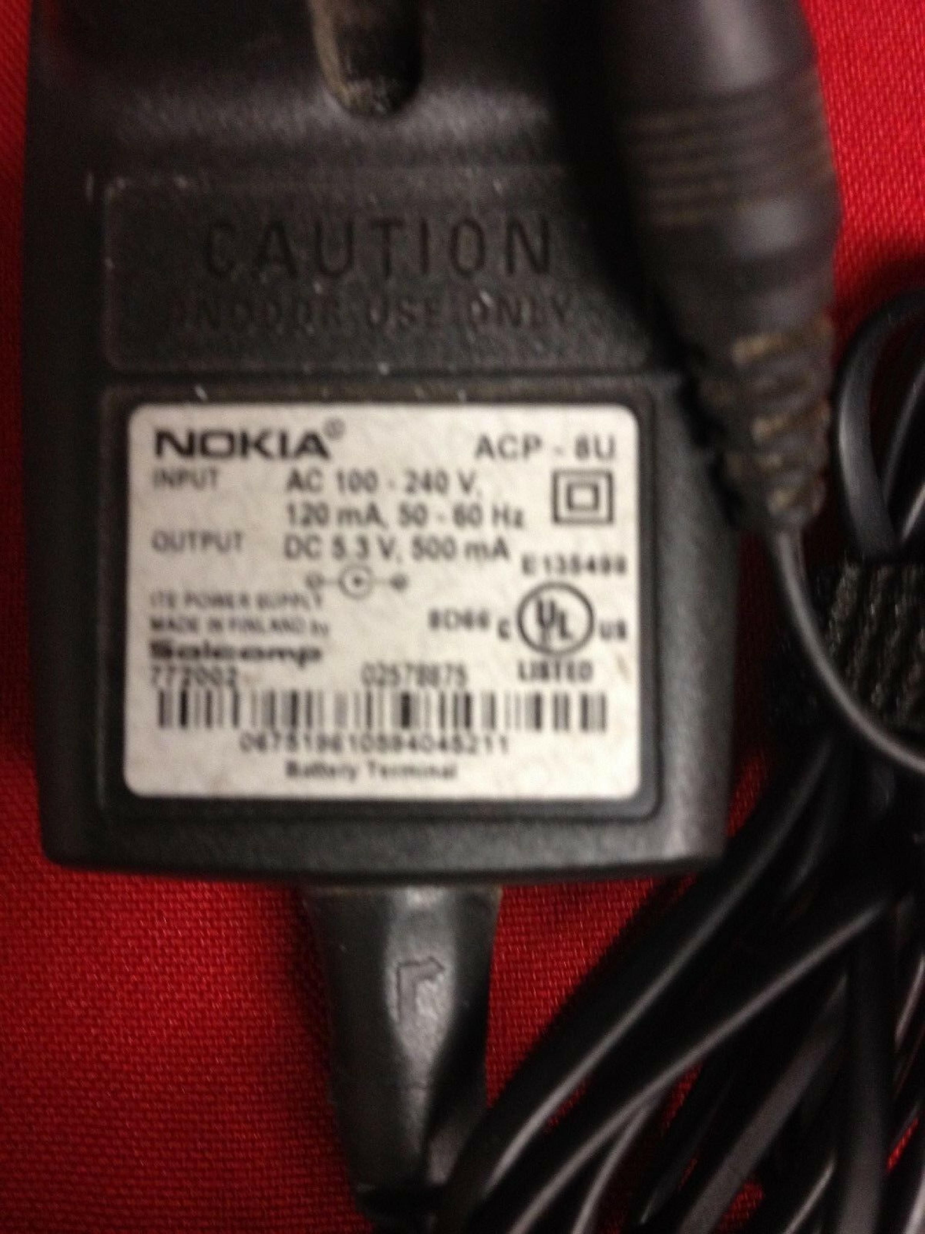 NOKIA ACP-8U CUT WIRE 5.3V DC 500MA AC ADAPTER