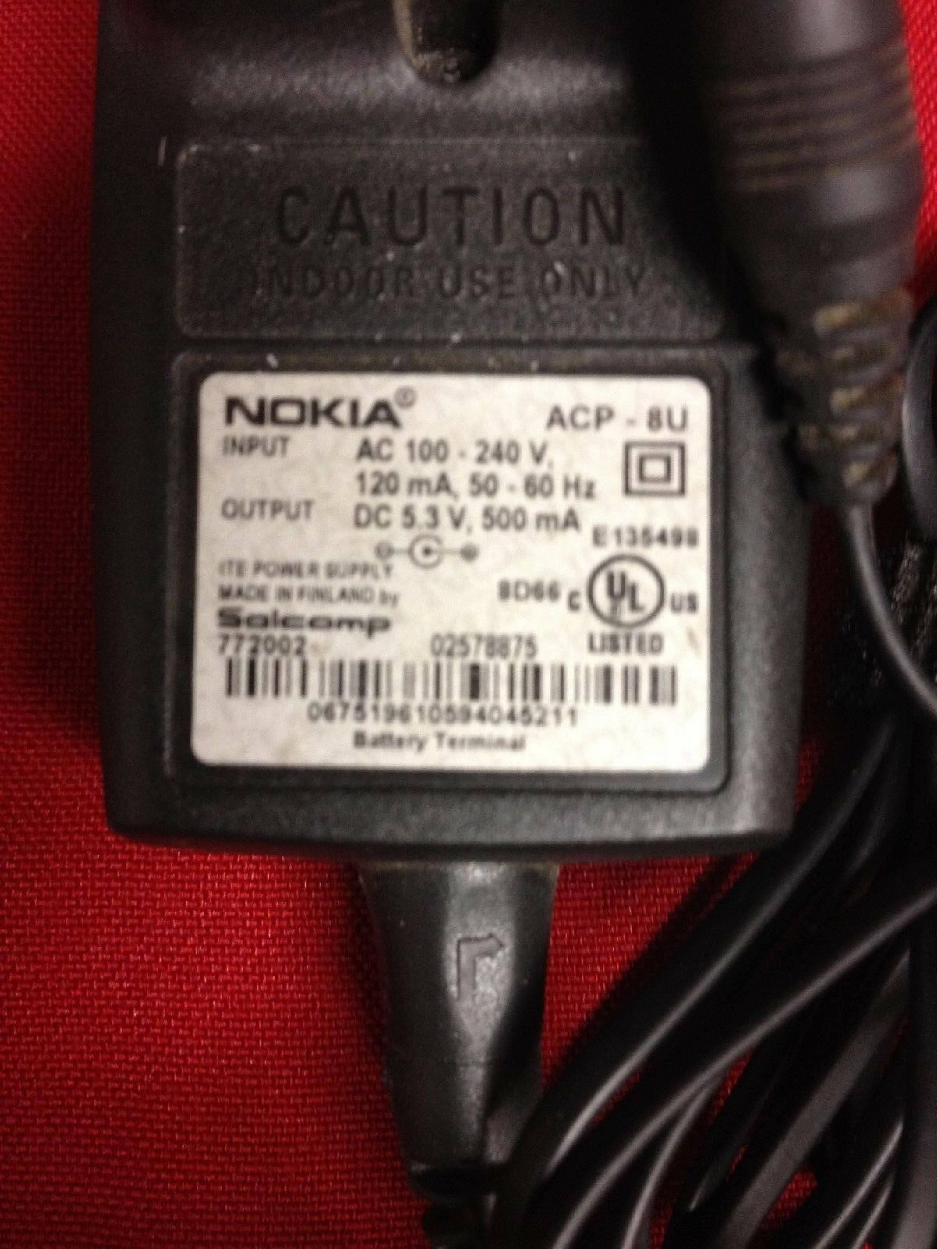 NOKIA ACP-8U CUT WIRE 5.3V DC 500MA AC ADAPTER