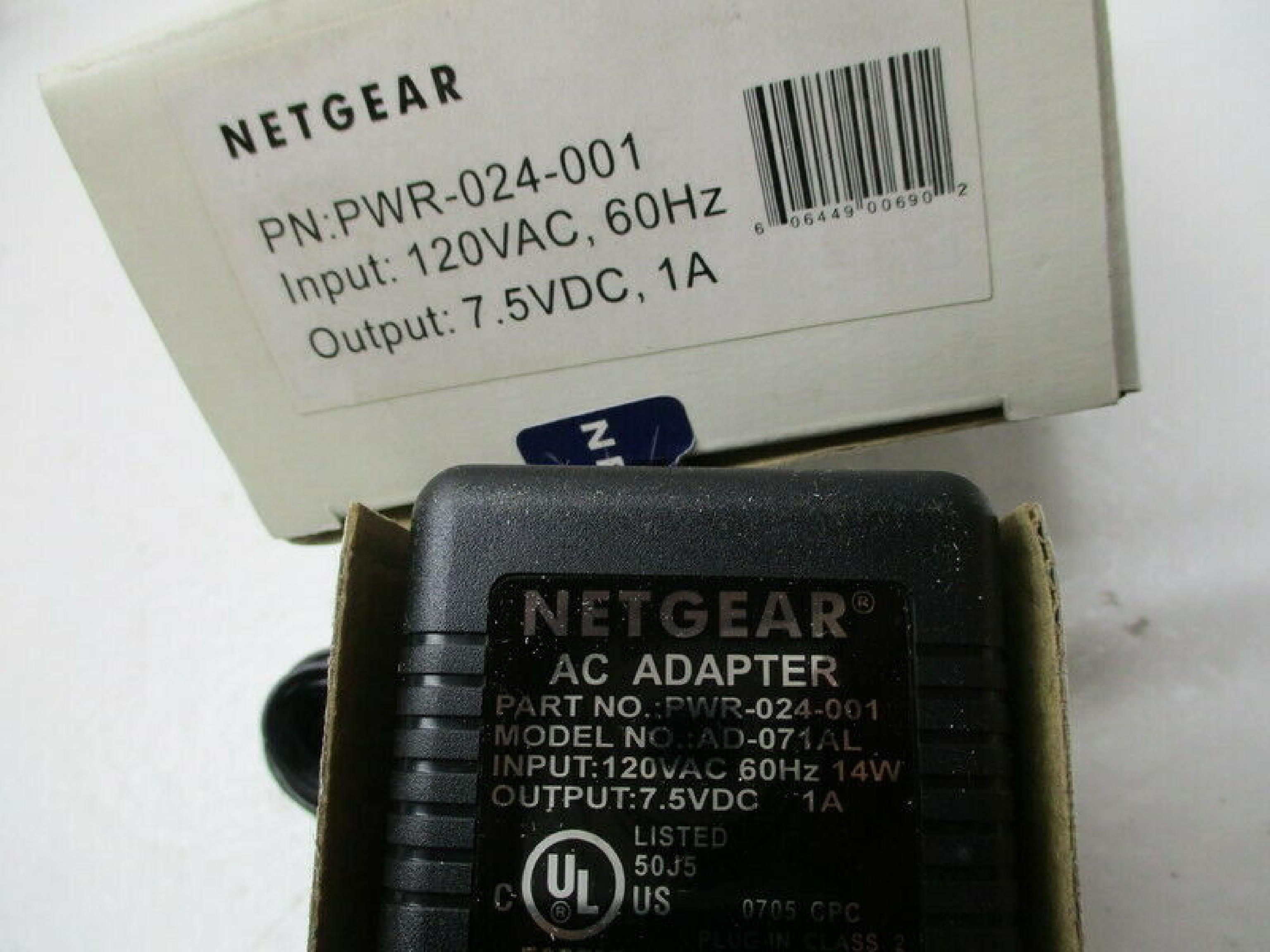 NETGEAR PWR-024-001 CUT WIRE 7.5V DC 1A AC ADAPTER