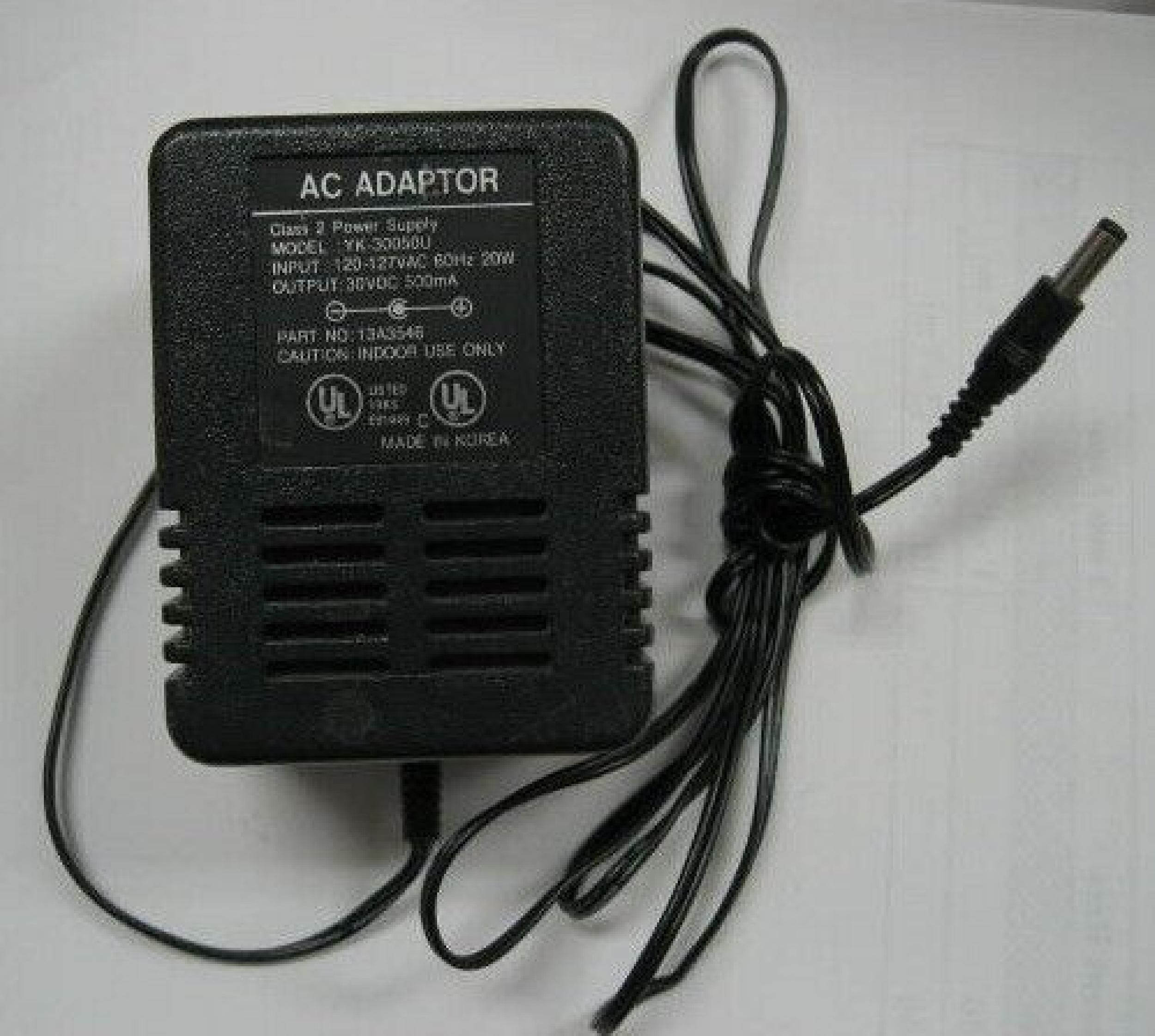 GENERIC YK-30050U CUT WIRE 30V DC 500MA AC ADAPTER