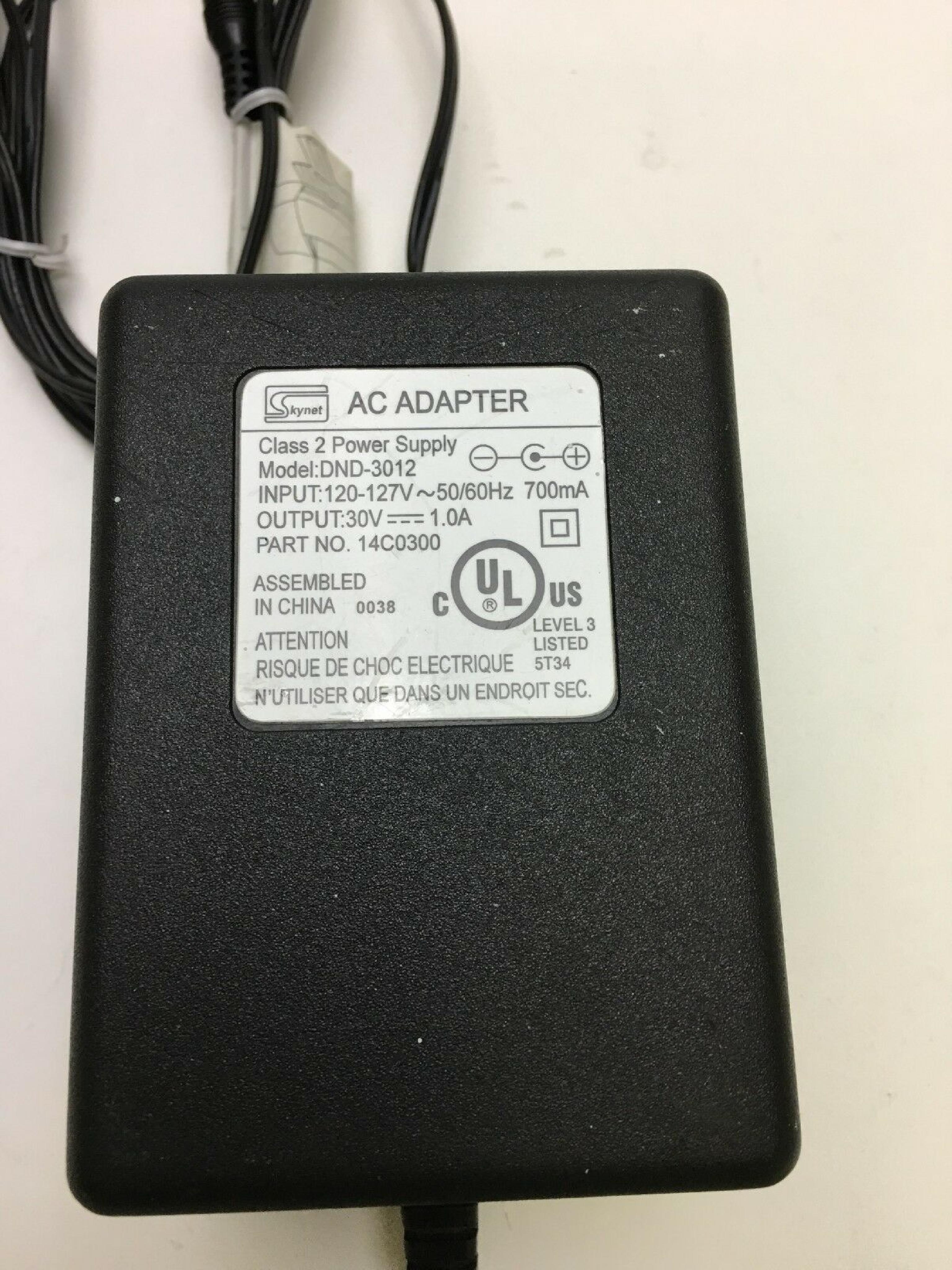 SKYNET ELECTRONICS DND-3012 CUT WIRE 30V DC 1.0A AC ADAPTER