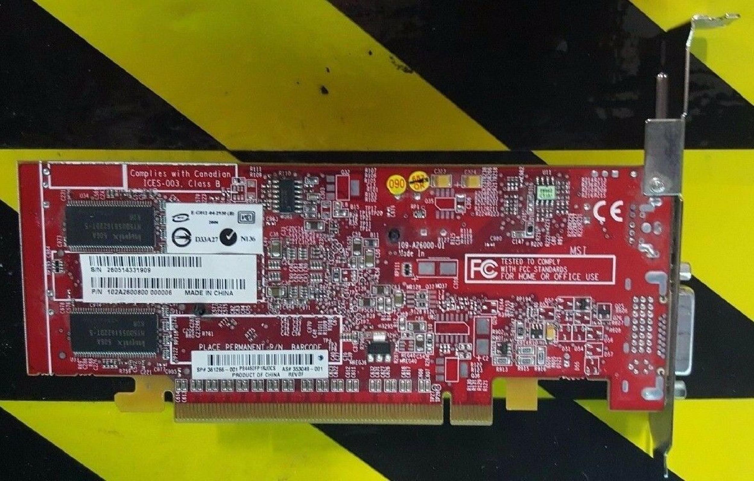 ATI 102A2600800 RADEON X300 128MB PCI-E VIDEO CARD WITH DVI AND S-VID PORTS