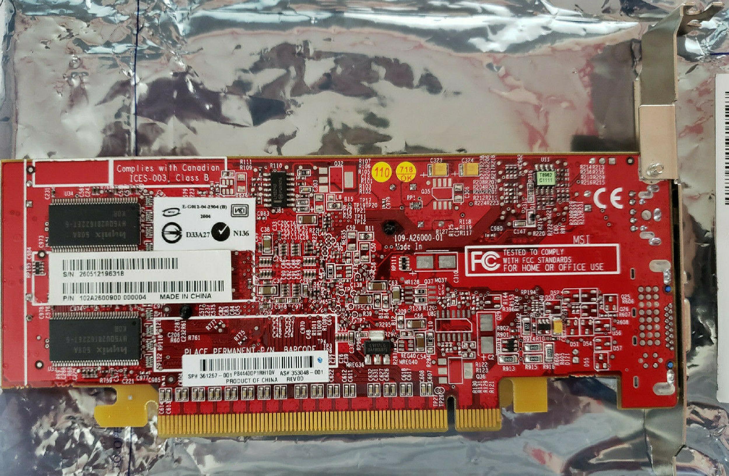 ATI 361267-001 RADEON X300 128MB PCI-E VIDEO CARD WITH VGA AND TV-OUT PORTS