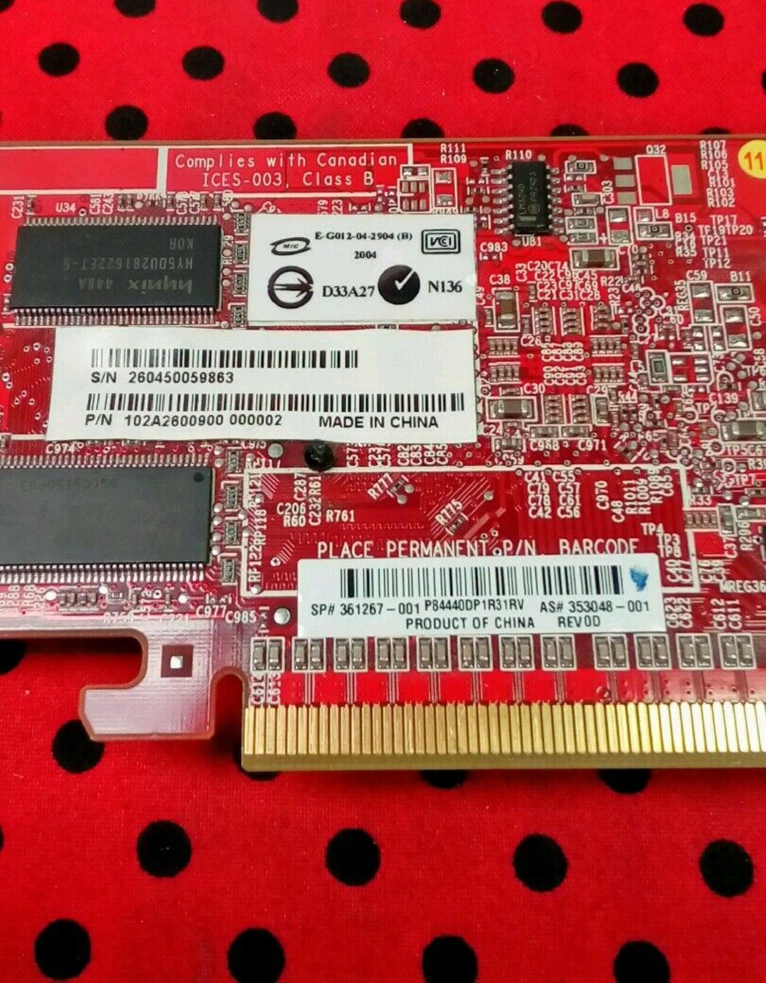 ATI 361267-001 RADEON X300 128MB PCI-E VIDEO CARD WITH VGA AND TV-OUT PORTS