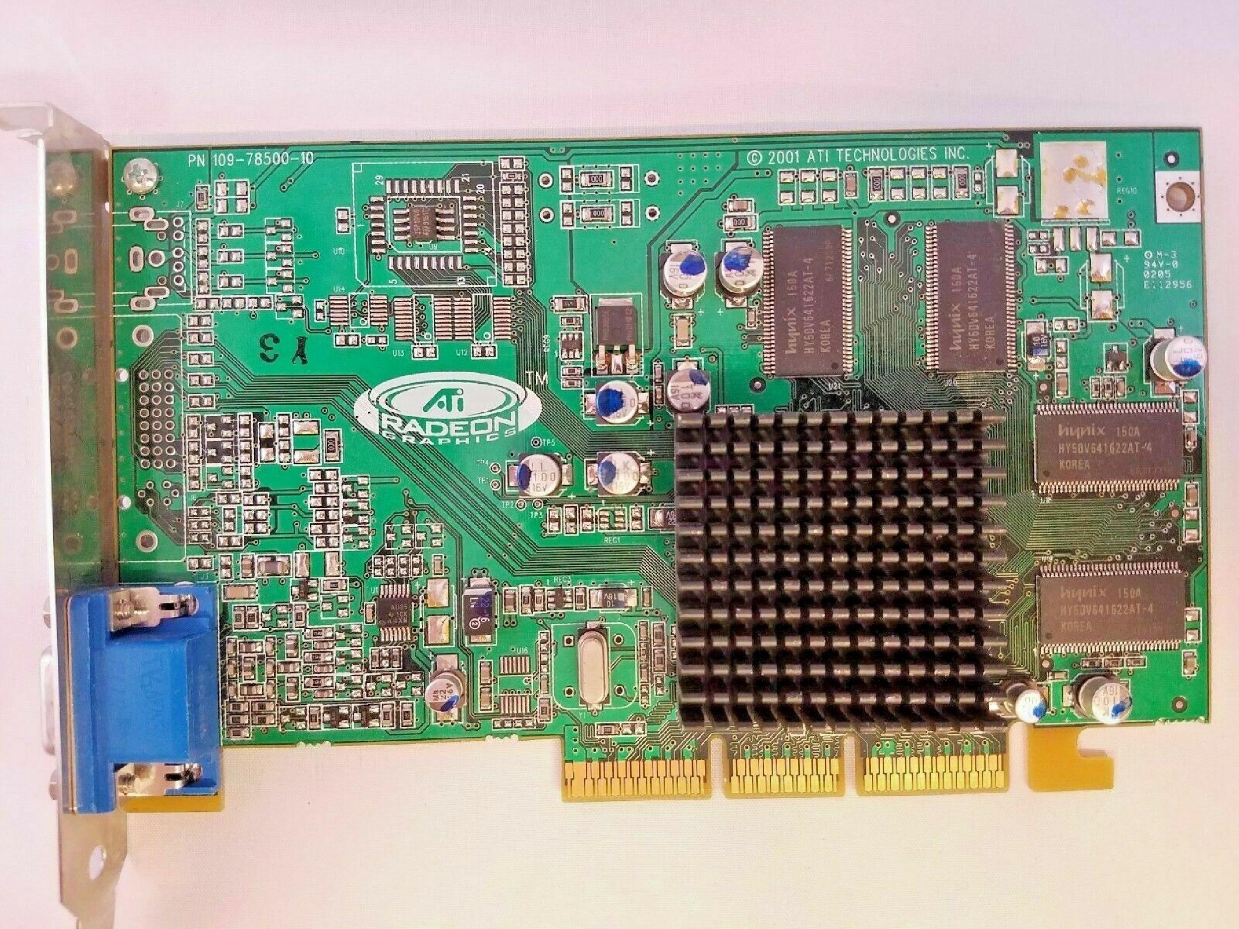 ATI 109-78500-10 RADEON 7000 32MB AGP VIDEO CARD WITH VGA PORT DVI AND S-VIDEO OUTPUTS VGA,