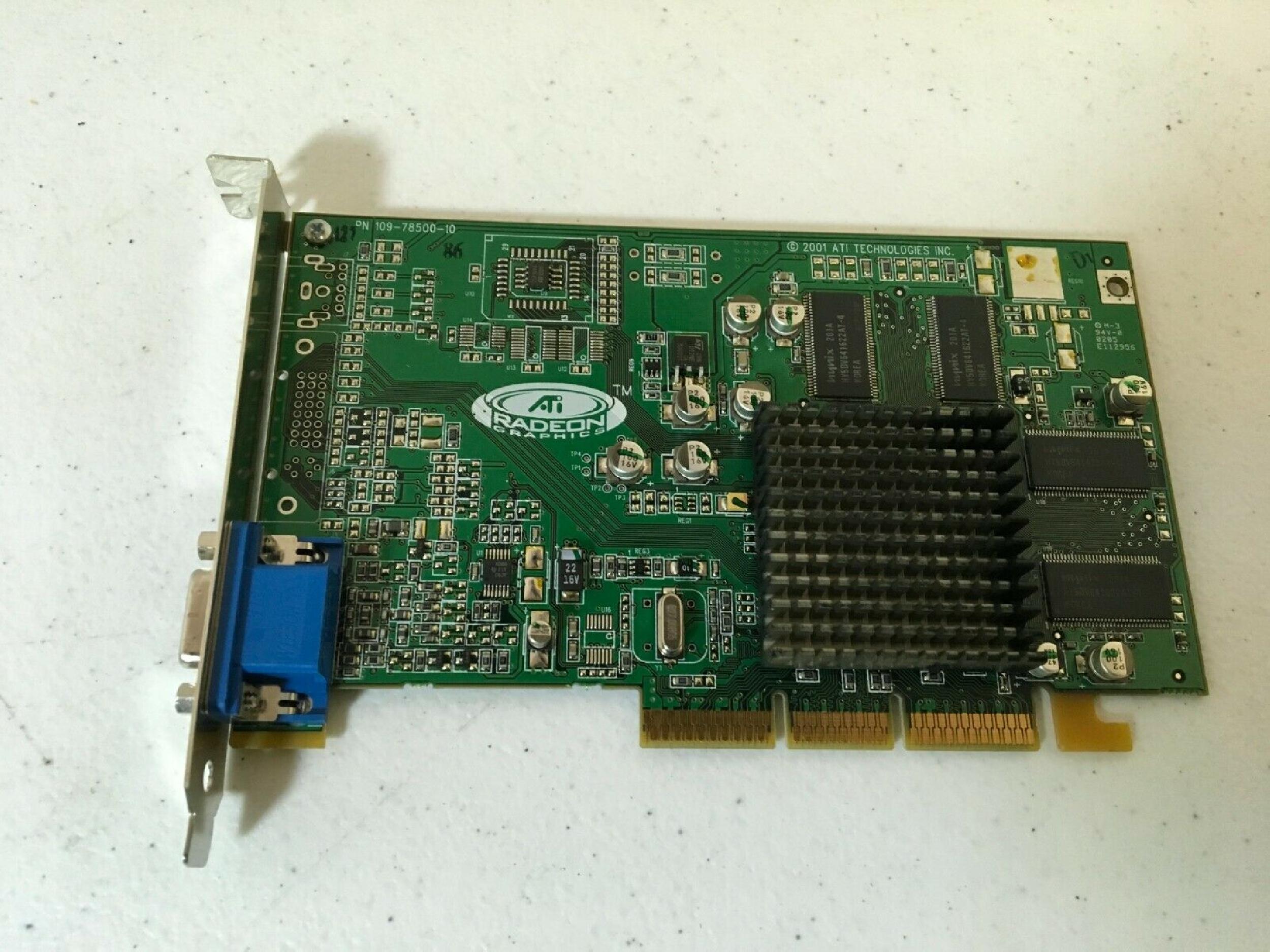 ATI 109-78500-10 RADEON 7000 32MB AGP VIDEO CARD WITH VGA PORT DVI AND S-VIDEO OUTPUTS VGA,