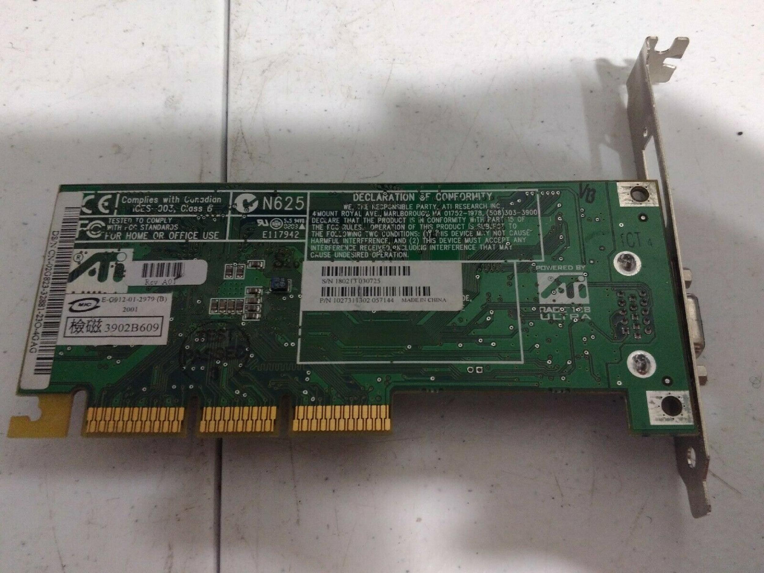 ATI 1027311302 32MB AGP VIDEO CARD WITH VGA PORT OUTPUT 128MB 16MB RAGE 128 ULTRA