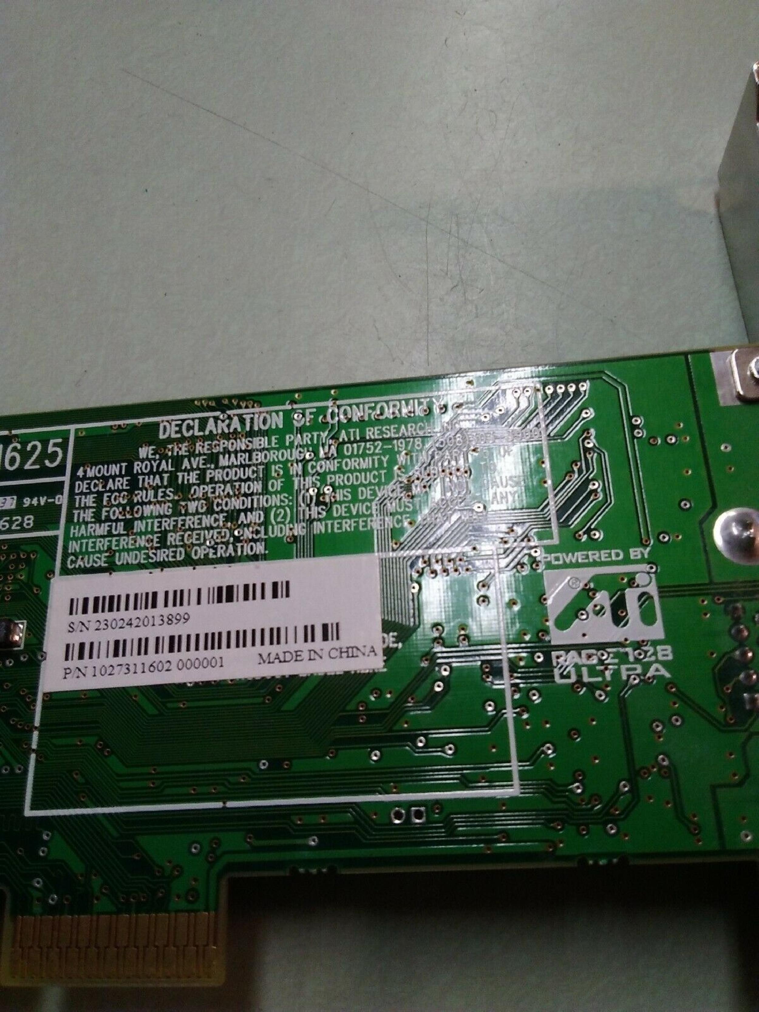 ATI 1027311602 32MB AGP VIDEO CARD WITH VGA PORT OUTPUT RAGE 128 ULTRA