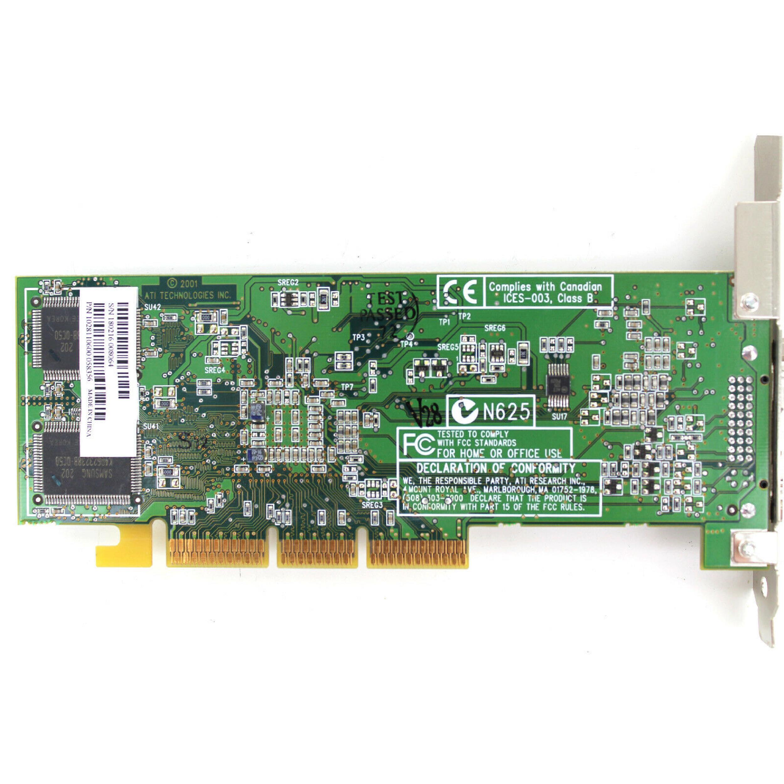 ATI 109-81100-01 32MB AGP VIDEO CARD WITH EDD PORT RAGE 128 DVI CONNECTOR RADEON 7000 OUTPUT
