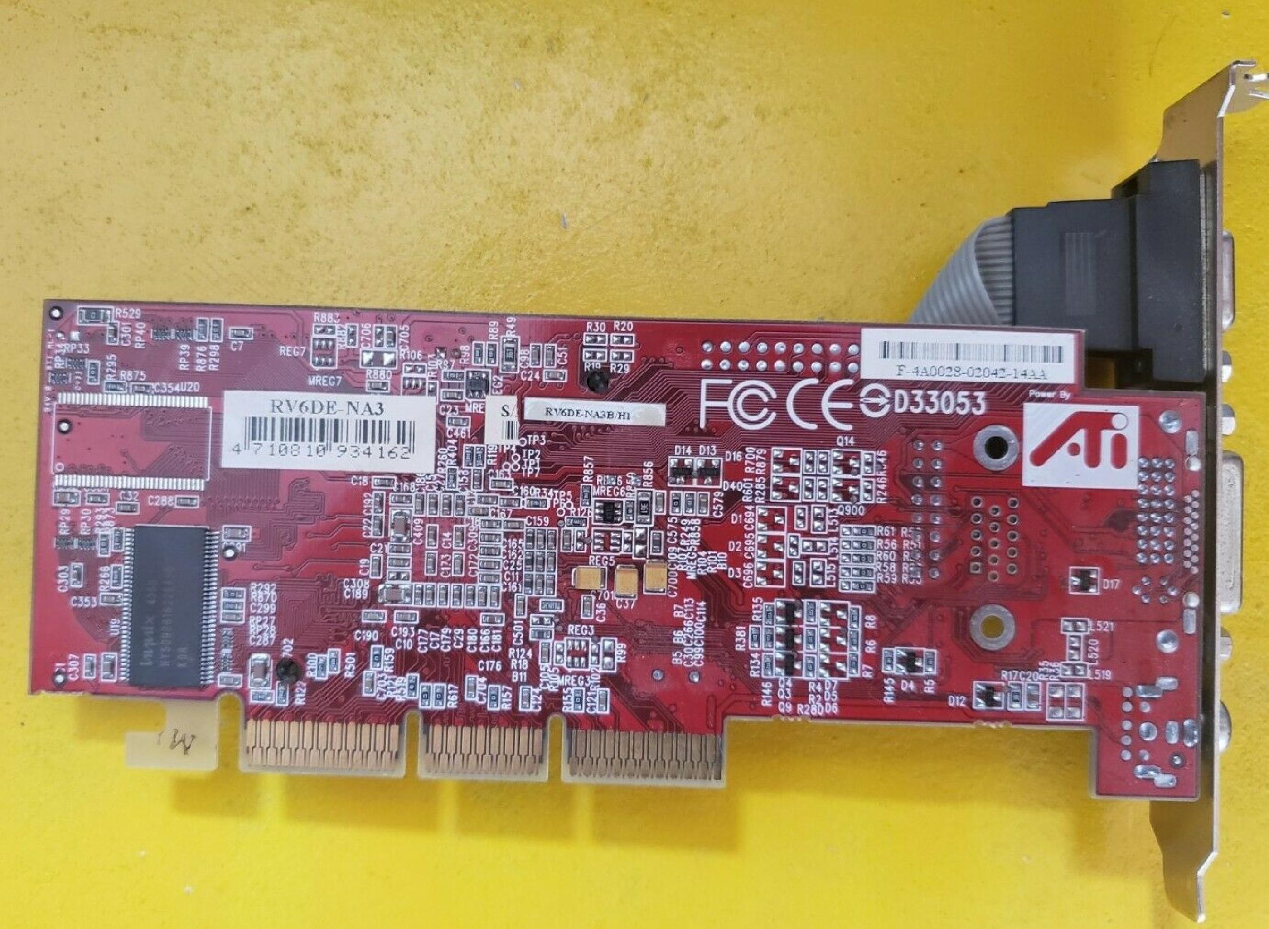 ATI RV6DE RADEON 7000 32MB AGP VIDEO CARD WITH DVI VGA AND TV-OUT PORTS
