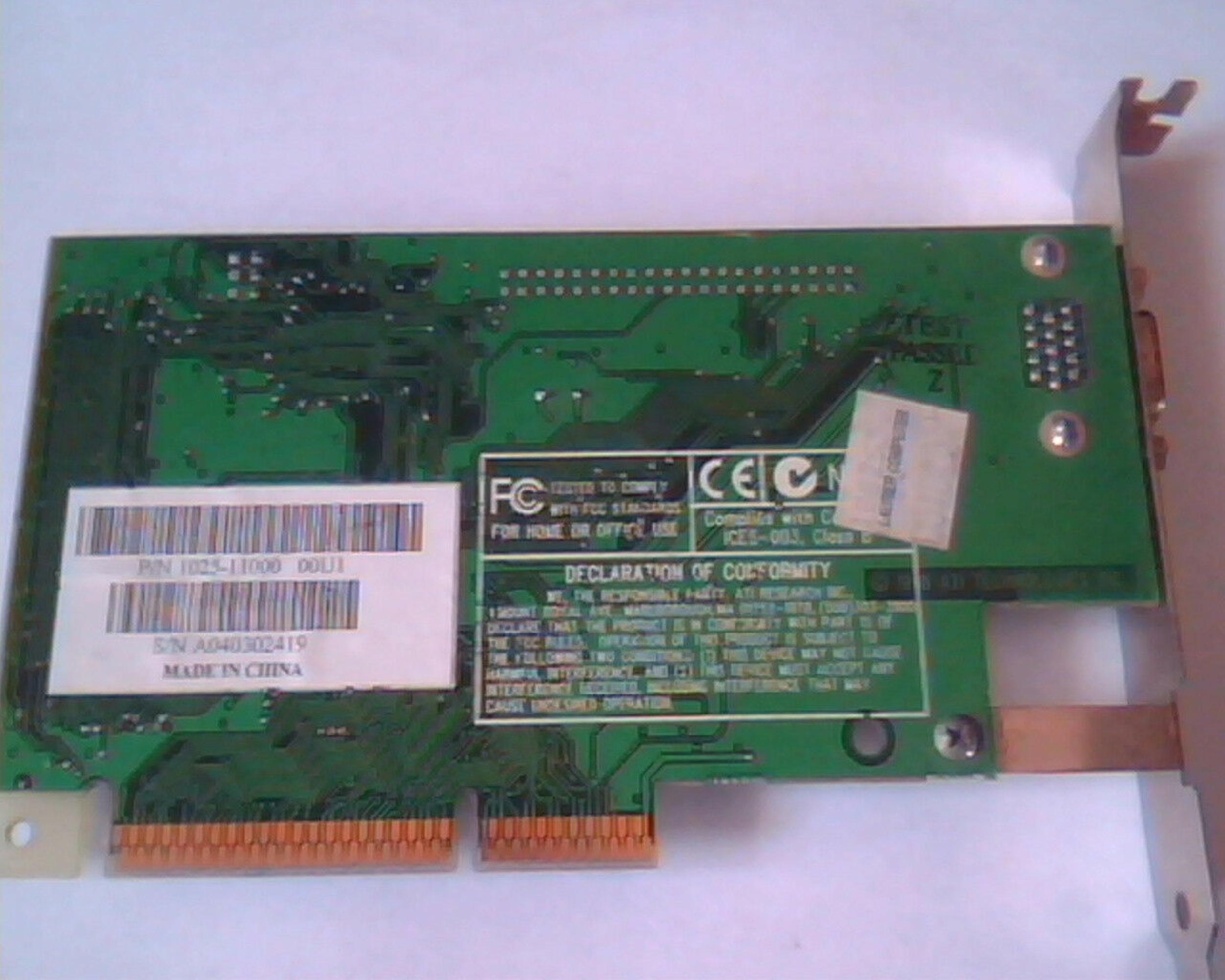 ATI 1025-11000 RAGE PRO TURBO 8MB AGP VIDEO CARD WITH VGA PORT