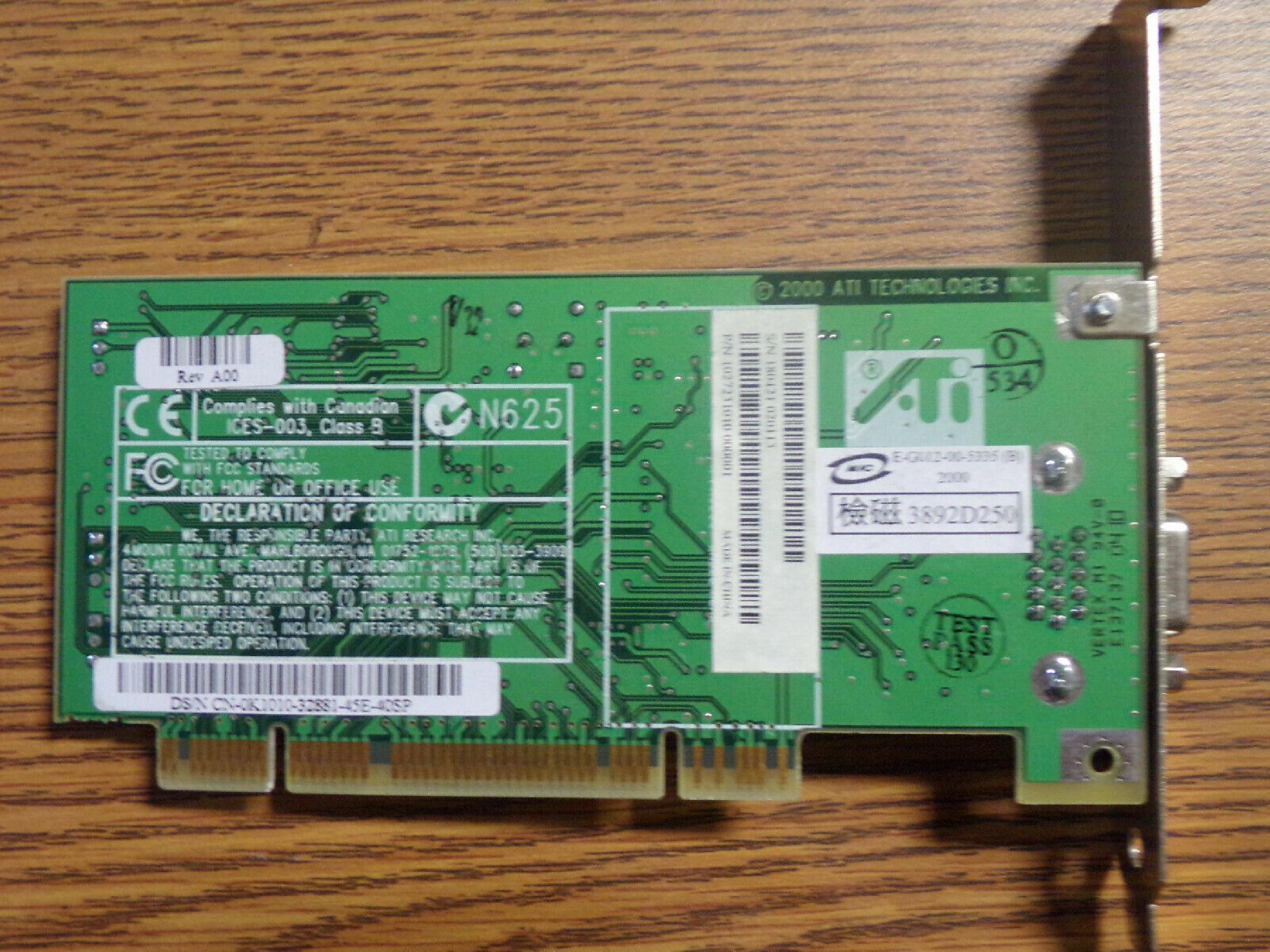 ATI 109-72300-10 RAGE XL 8MB PCI VIDEO CARD WITH VGA PORT