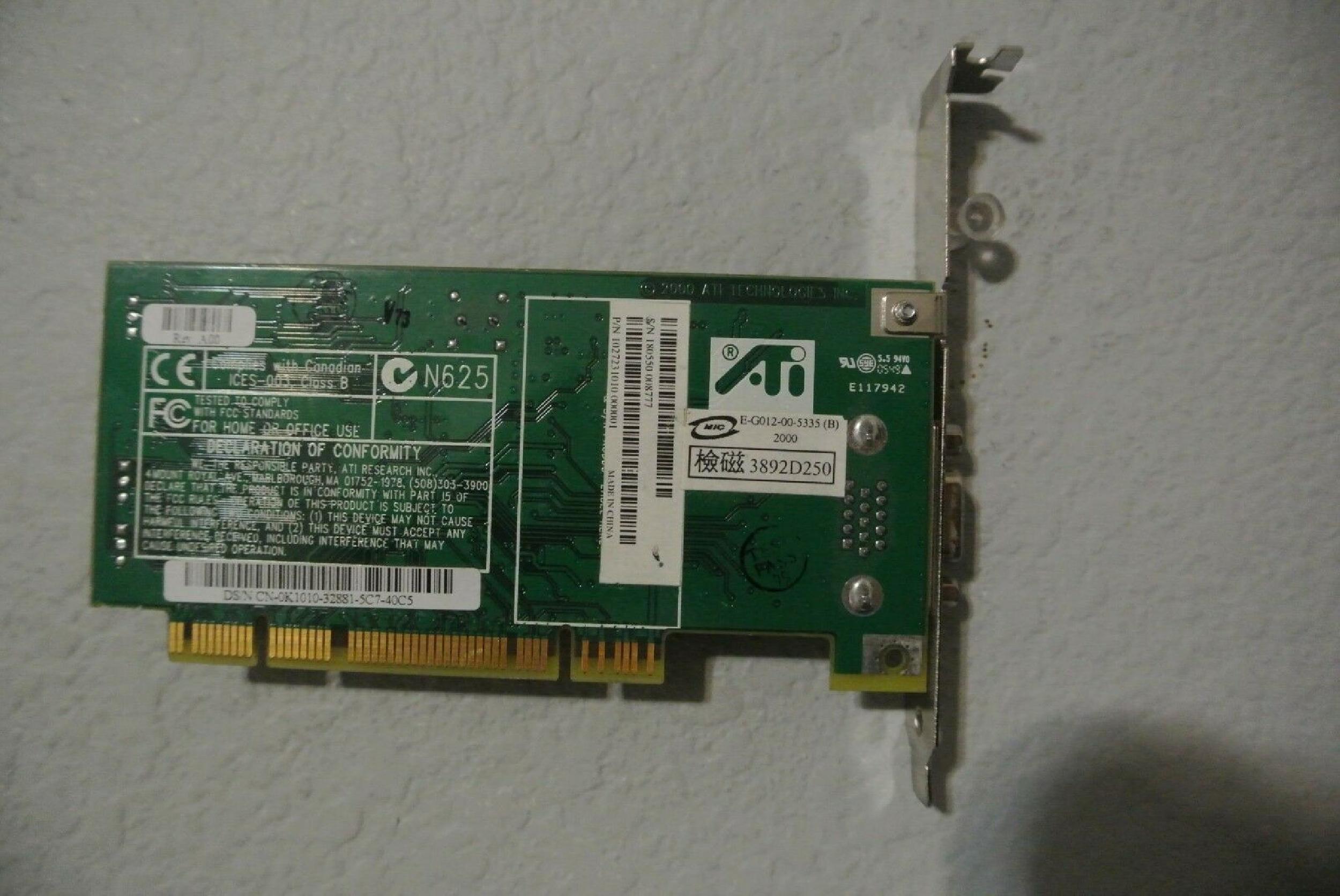 ATI 109-72300-10 RAGE XL 8MB PCI VIDEO CARD WITH VGA PORT