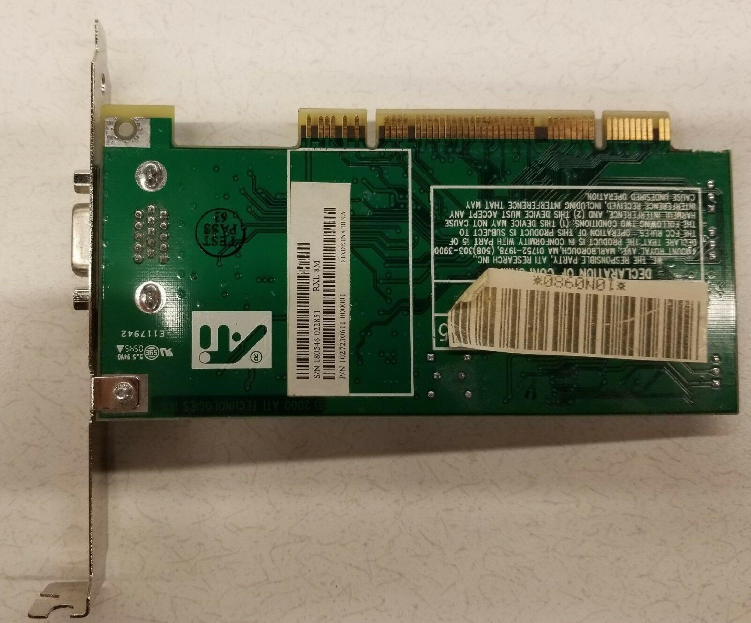 ATI 1027230611 RAGE XL 8MB PCI VIDEO CARD WITH VGA PORT