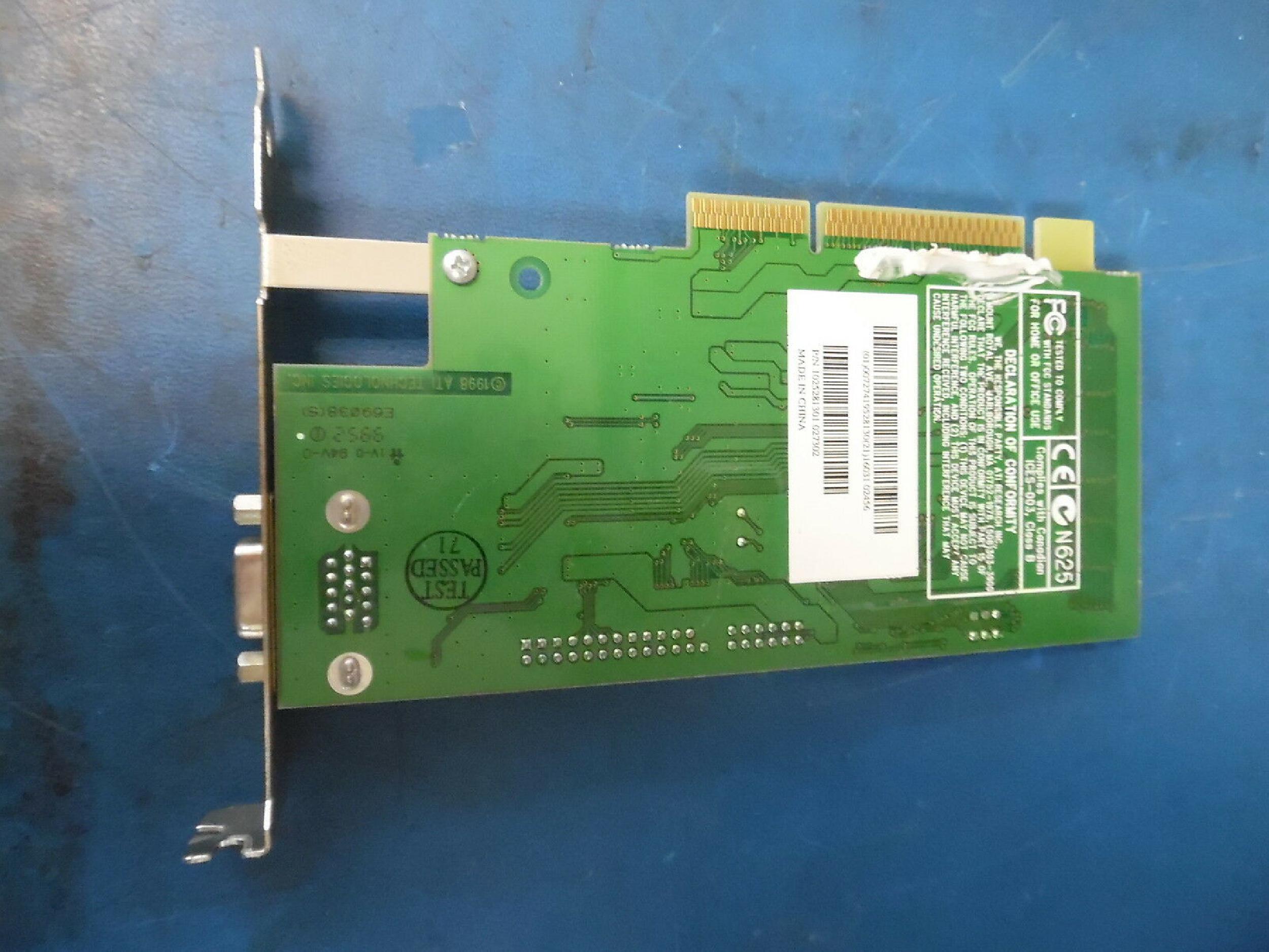 ATI 1025281301 RAGE2C 8MB AGP VIDEO CARD WITH VGA PORT