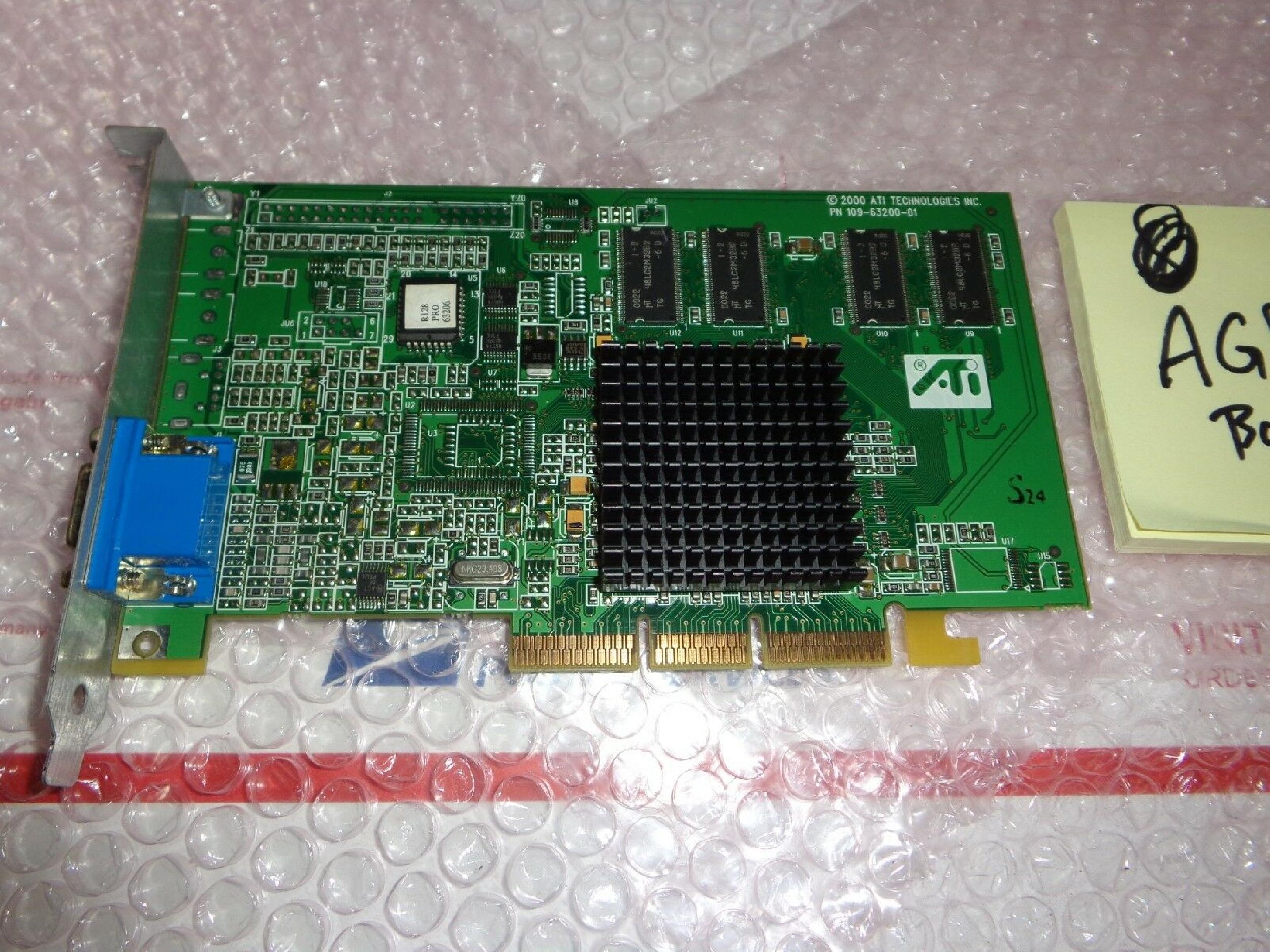 ATI 109-63200-01 RAGE 128 PRO 32MB AGP VIDEO CARD WITH VGA S-VID COMP-IN AND COMP-OUT PORTS 128MB S-VIDEO COMPOSITE IN OUT