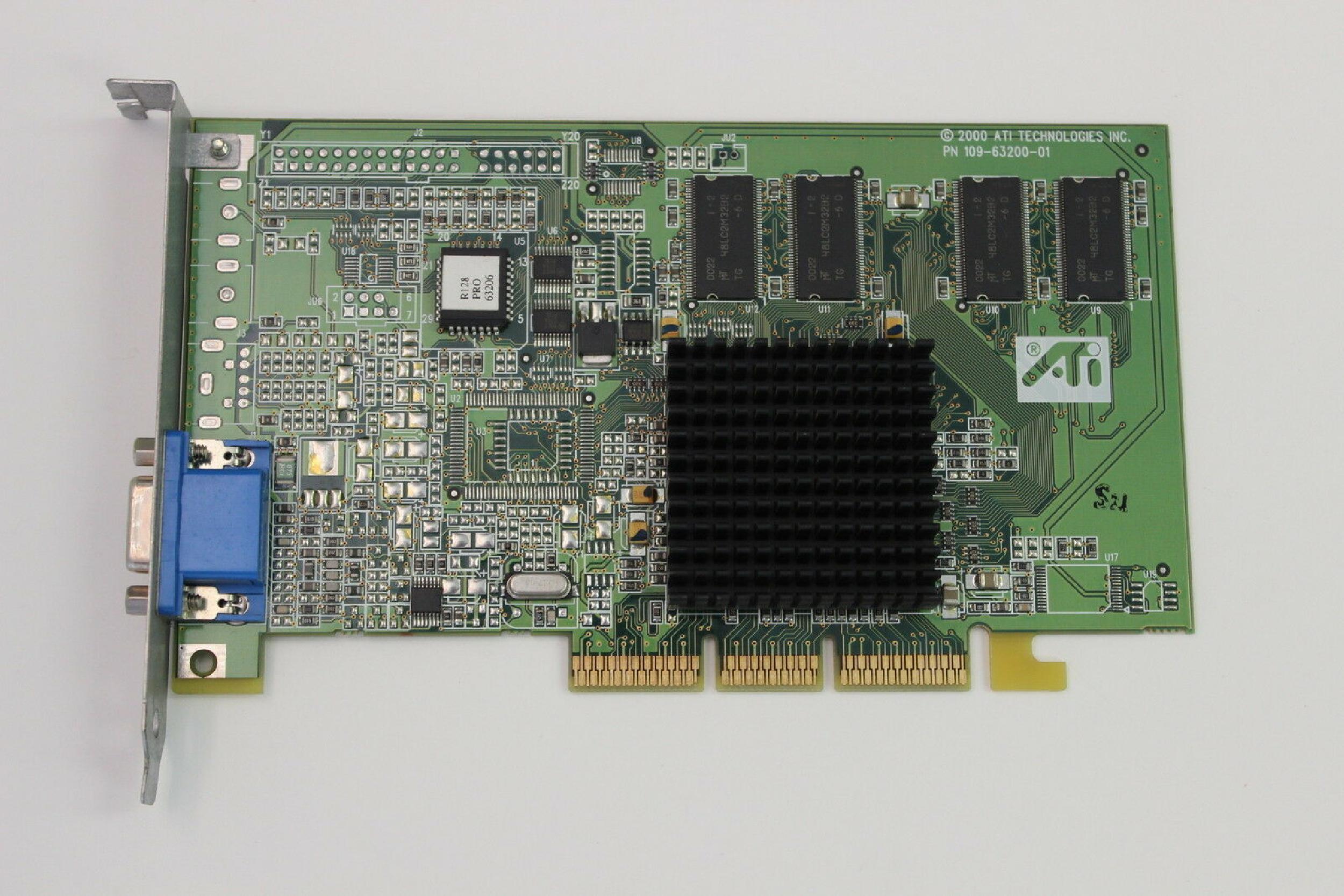 ATI 109-63200-01 RAGE 128 PRO 32MB AGP VIDEO CARD WITH VGA S-VID COMP-IN AND COMP-OUT PORTS 128MB S-VIDEO COMPOSITE IN OUT