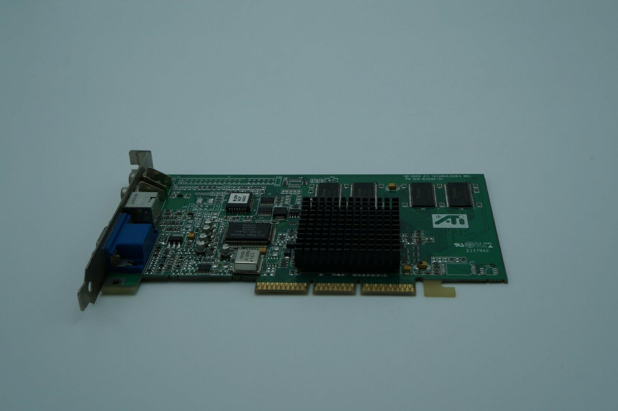 ATI 109-63200-01 RAGE 128 PRO 32MB AGP VIDEO CARD WITH VGA S-VID COMP-IN AND COMP-OUT PORTS 128MB S-VIDEO COMPOSITE IN OUT