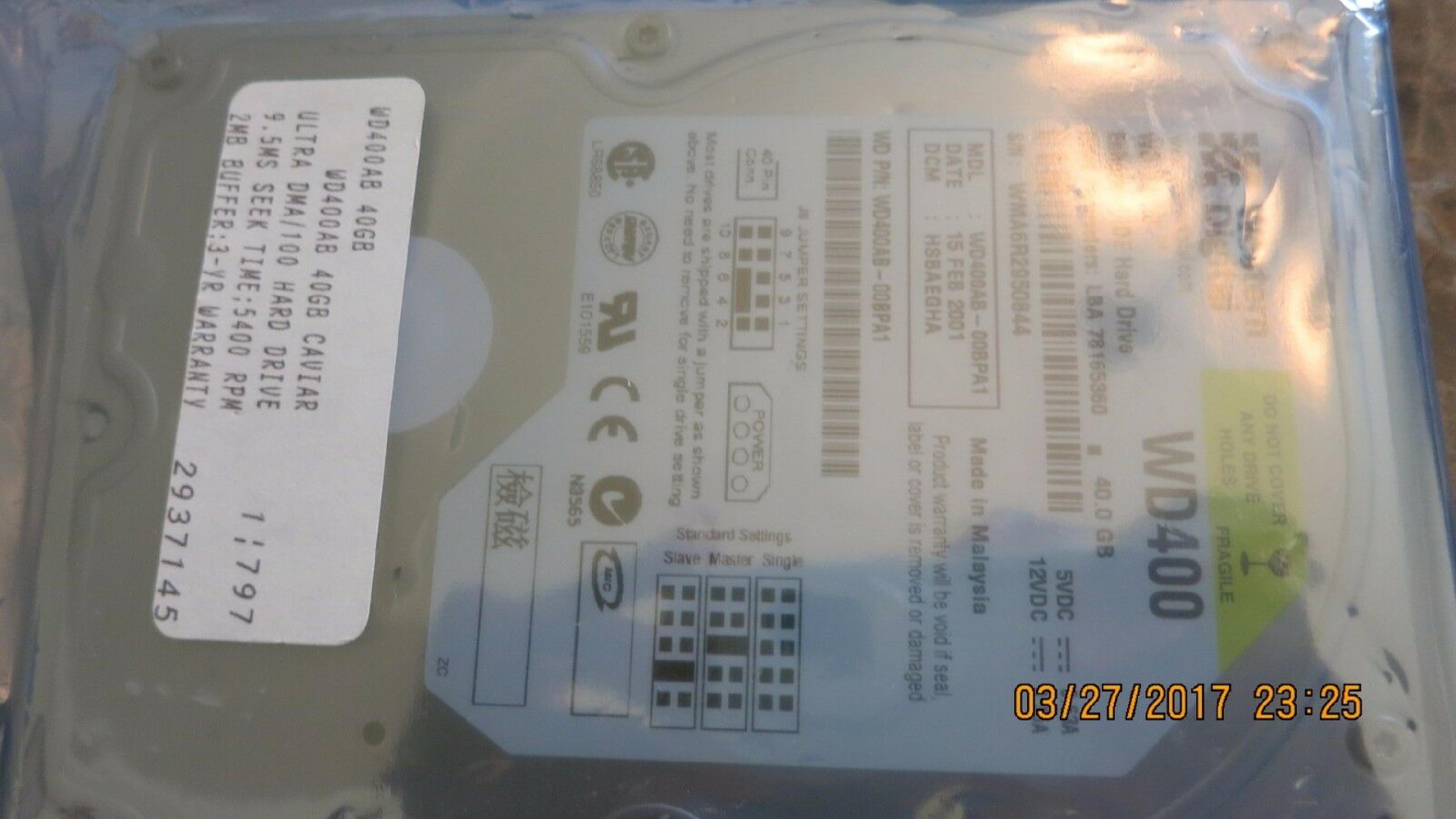 WESTERN DIGITAL / WD WD100 CAVIAR 10GB AT 3.5 INCH HARD DRIVE 10.0GB 3.5INCH IDE LBA 19541088 16 AUG 2001 DCM HRBBEGYB