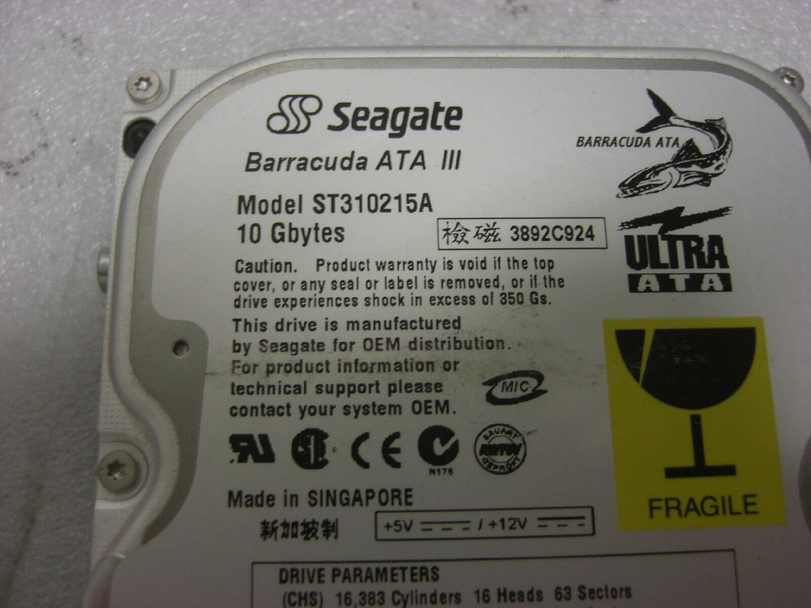 WESTERN DIGITAL / SEAGATE / WD 135364-001 EXPERT 10GB AT 3.5 INCH HARD DRIVE IDE 3.5INCH 5400RPM 10.2GB