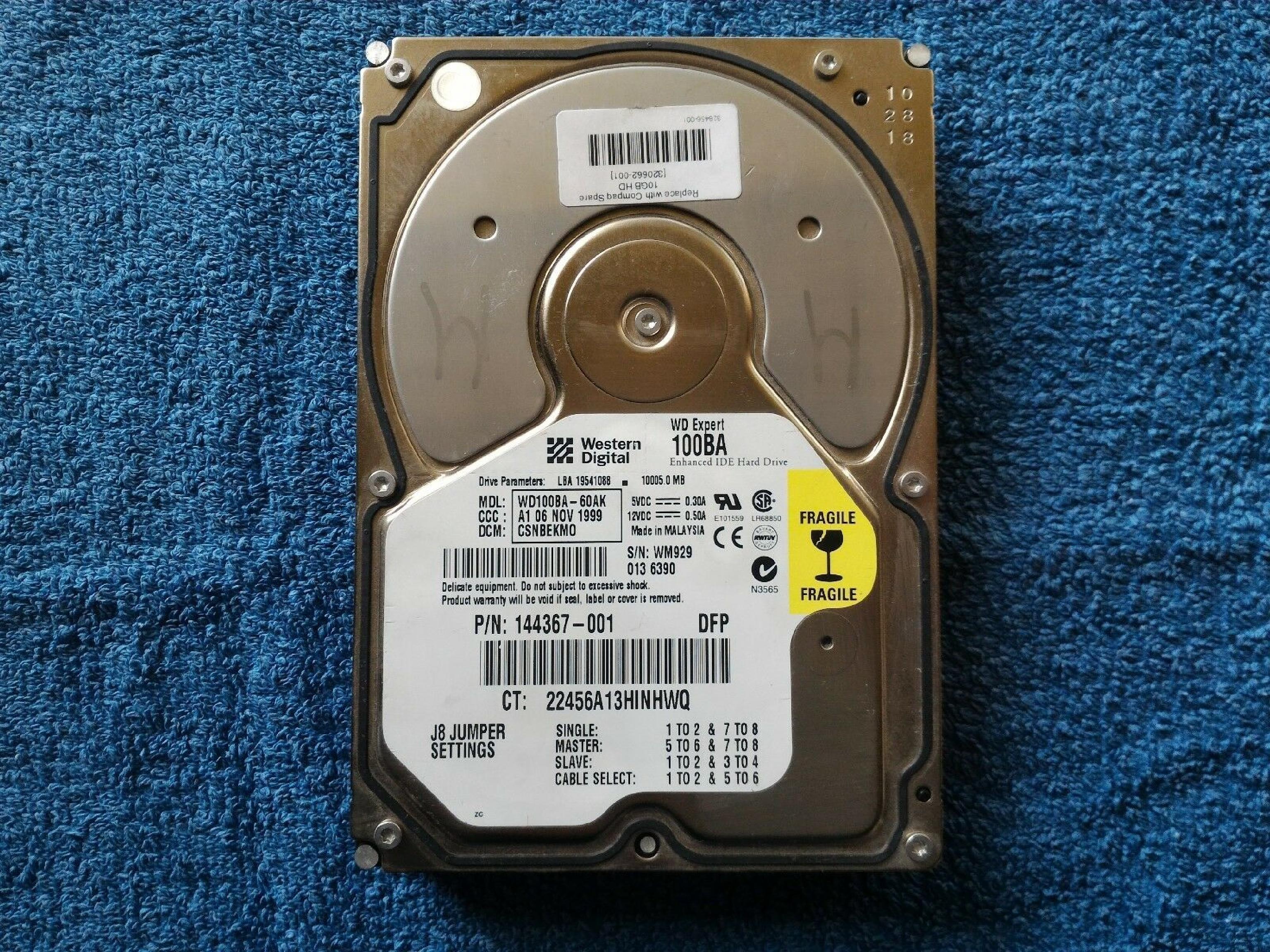 WESTERN DIGITAL / WD WD100BA-60AK EXPERT 10GB AT 3.5 INCH HARD DRIVE