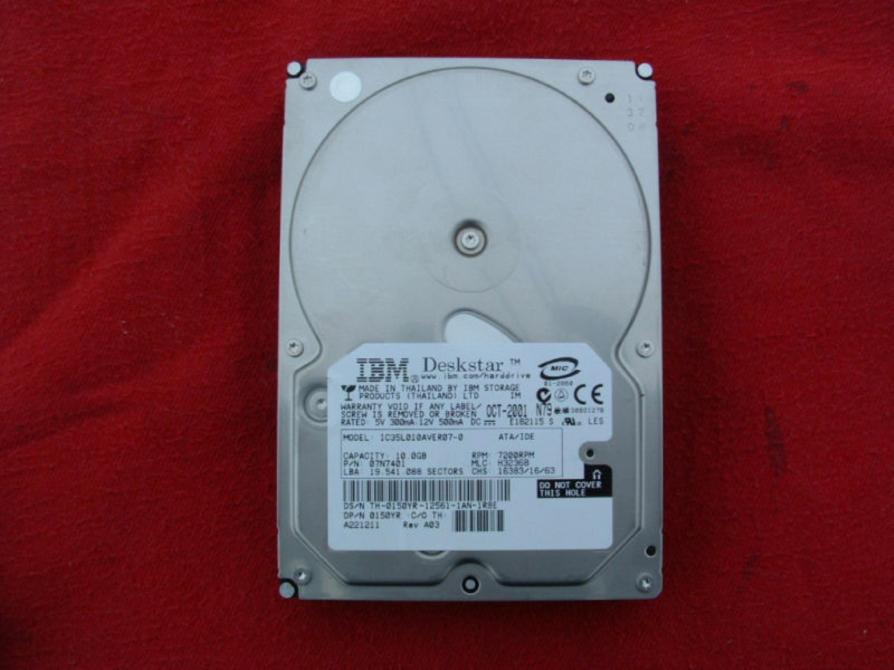 IBM 0150YR DESKSTAR 10GB 7200RPM AT 3.5 INCH HARD DRIVE