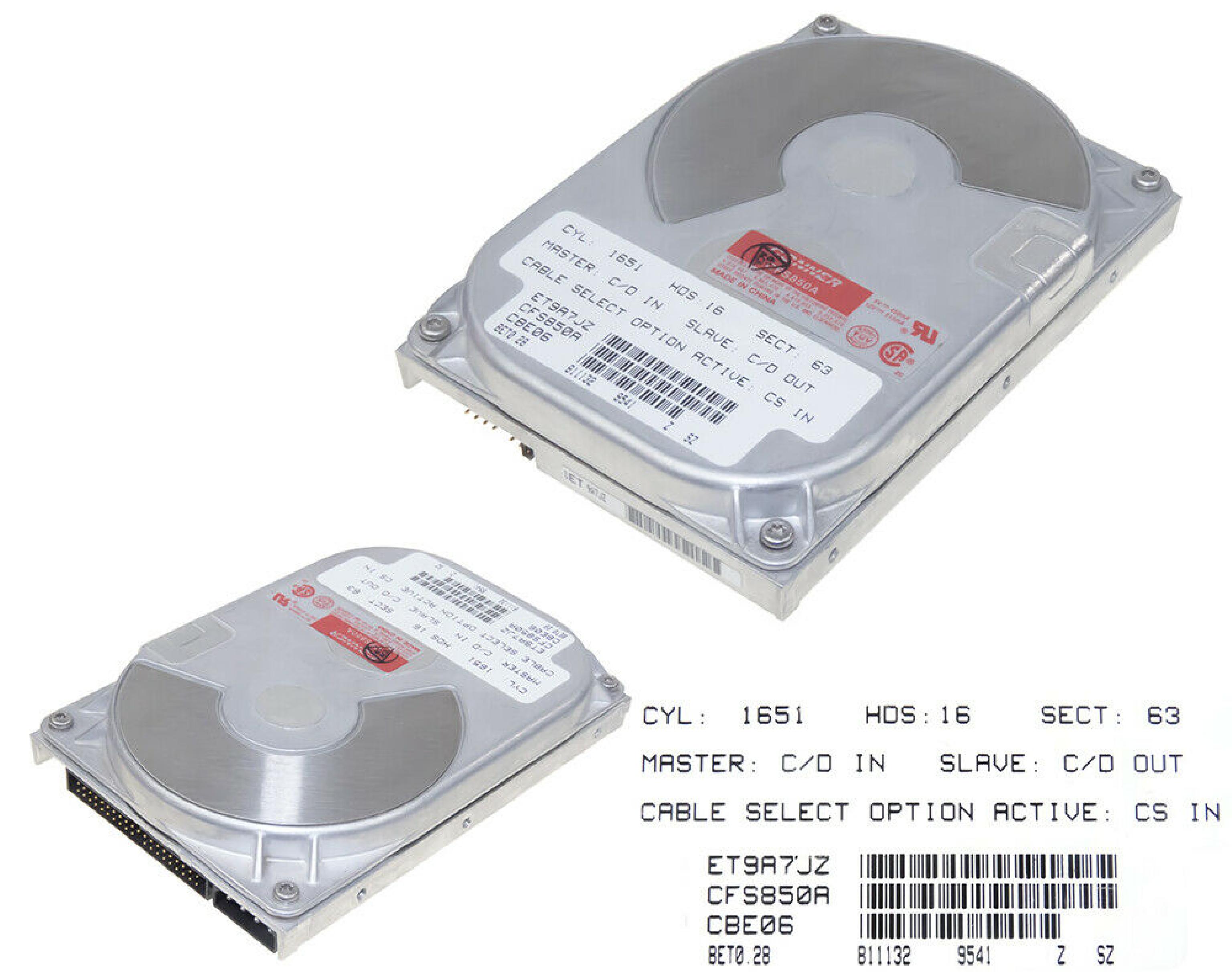 CONNER / SEAGATE CFS850A 8GB AT 3.5 INCH HARD DRIVE