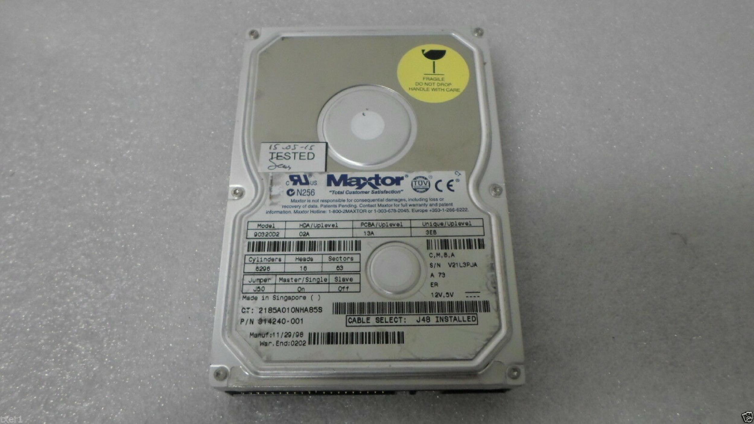 MAXTOR 90320D2 3.2GB AT 3.5 INCH HARD DRIVE