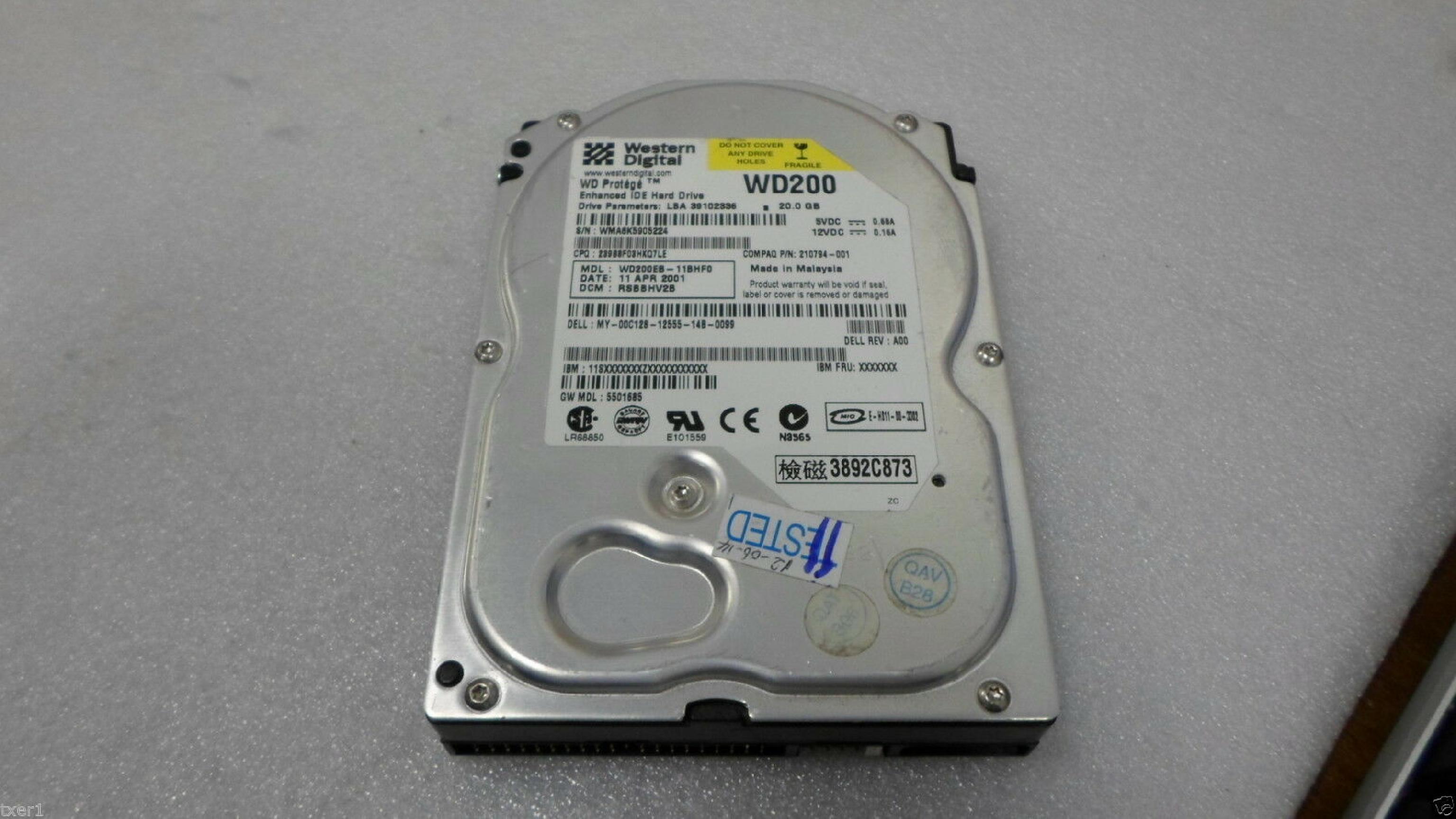 DELL / WESTERN DIGITAL / WD 00C128 PROTEGE 20.0GB AT 3.5 INCH HARD DRIVE