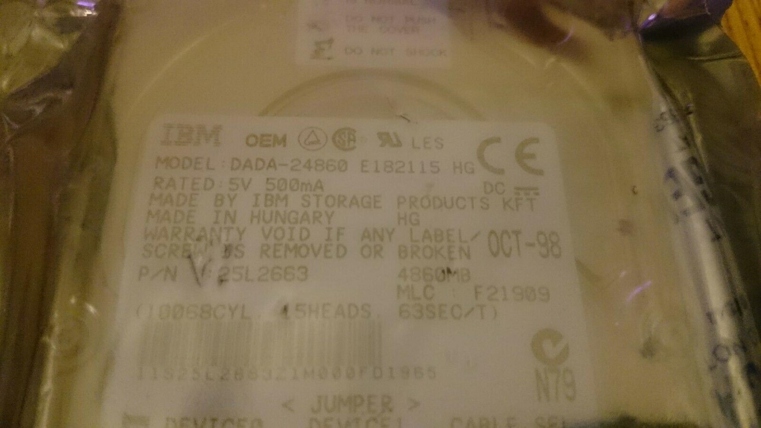 IBM DADA-24860 TRAVELSTAR 4.86GB 4200RPM AT 2.5 INCH HARD DRIVE