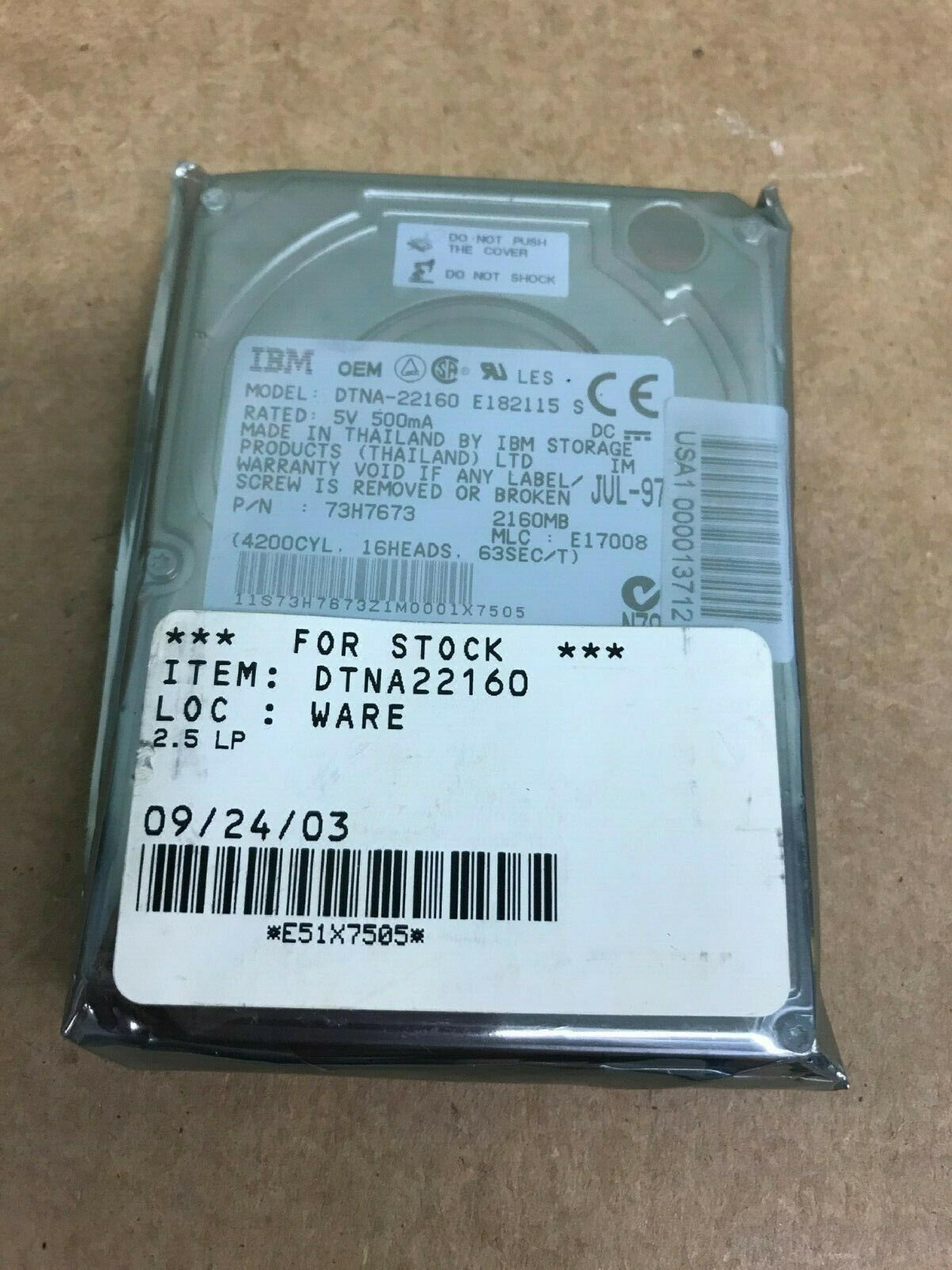 IBM DTNA-22160 2160MB AT 2.5 INCH HARD DRIVE 2.1GB NOTEBOOK