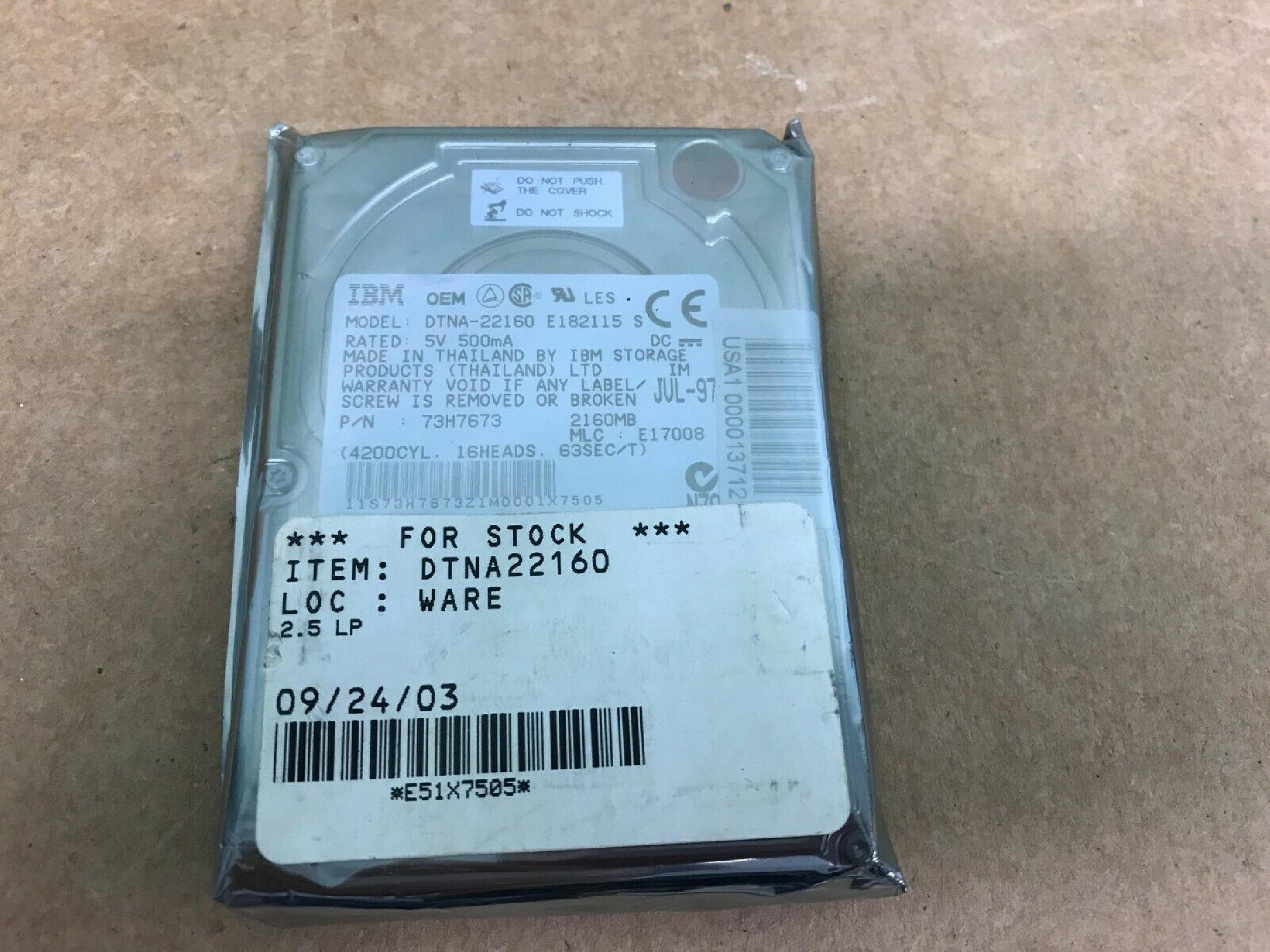 IBM DTNA-22160 2160MB AT 2.5 INCH HARD DRIVE 2.1GB NOTEBOOK