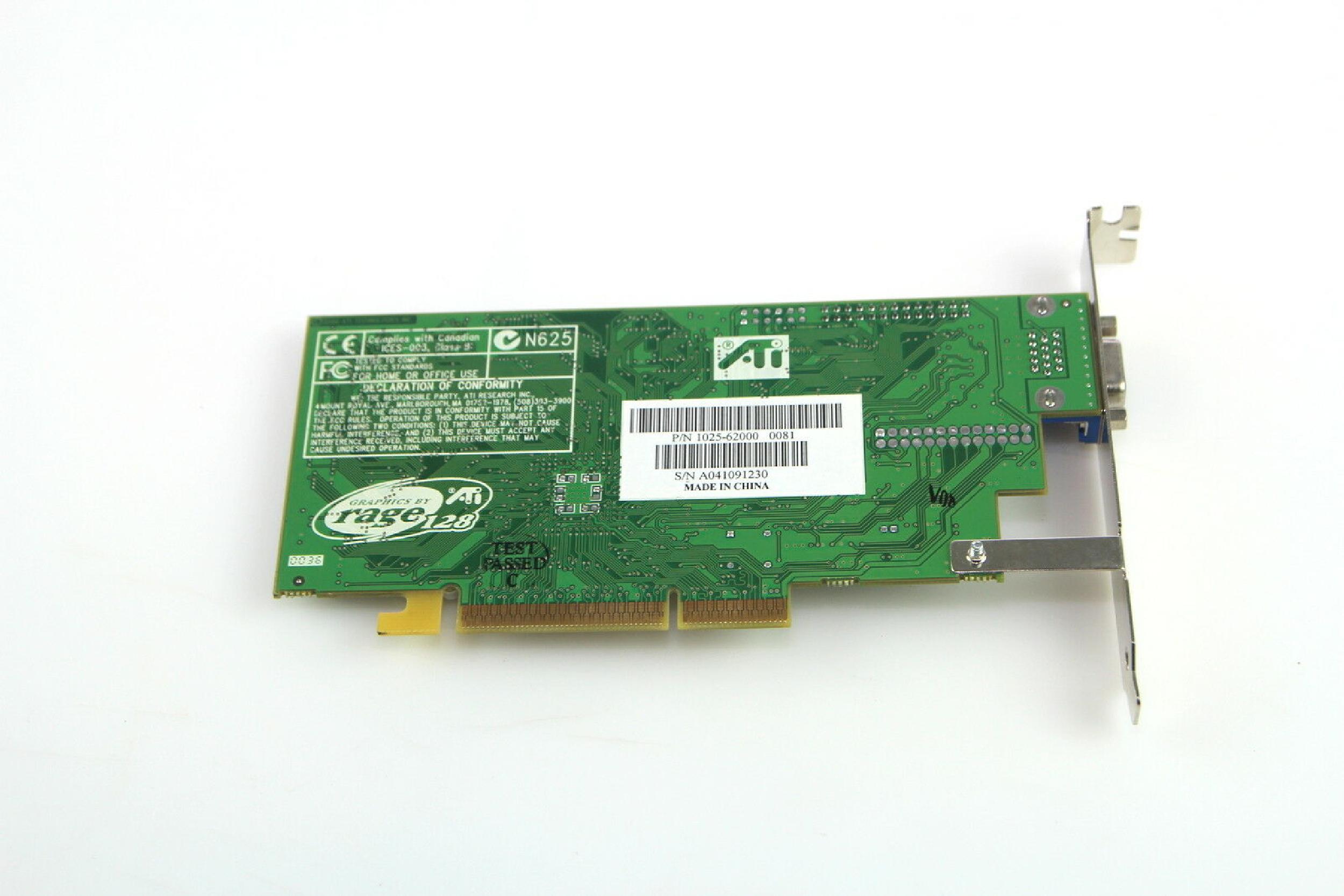 ATI 1025-62000 32MB AGP RAGE-128 VIDEO CARD WITH VGA PORT