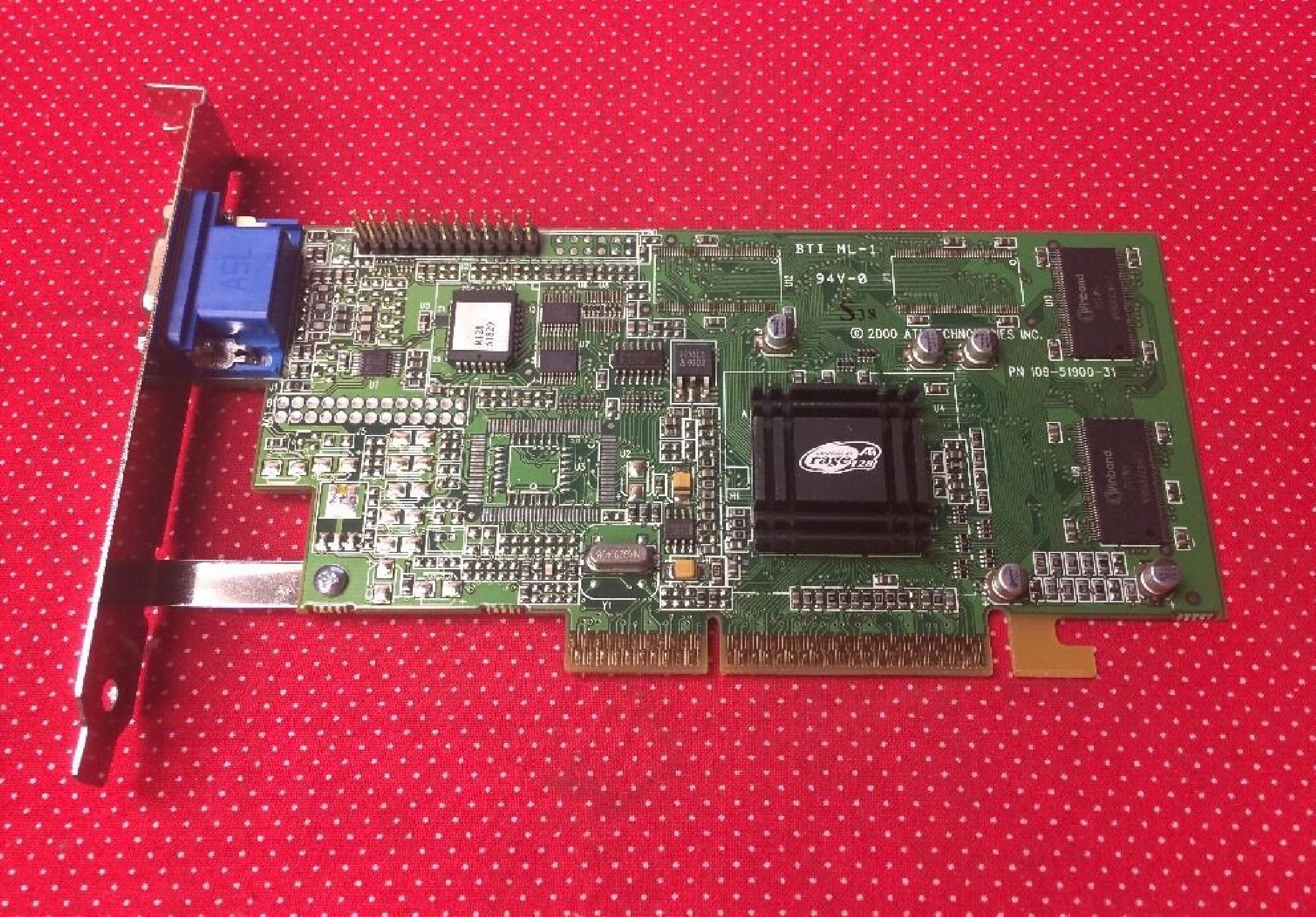 ATI 1025-62000 32MB AGP RAGE-128 VIDEO CARD WITH VGA PORT
