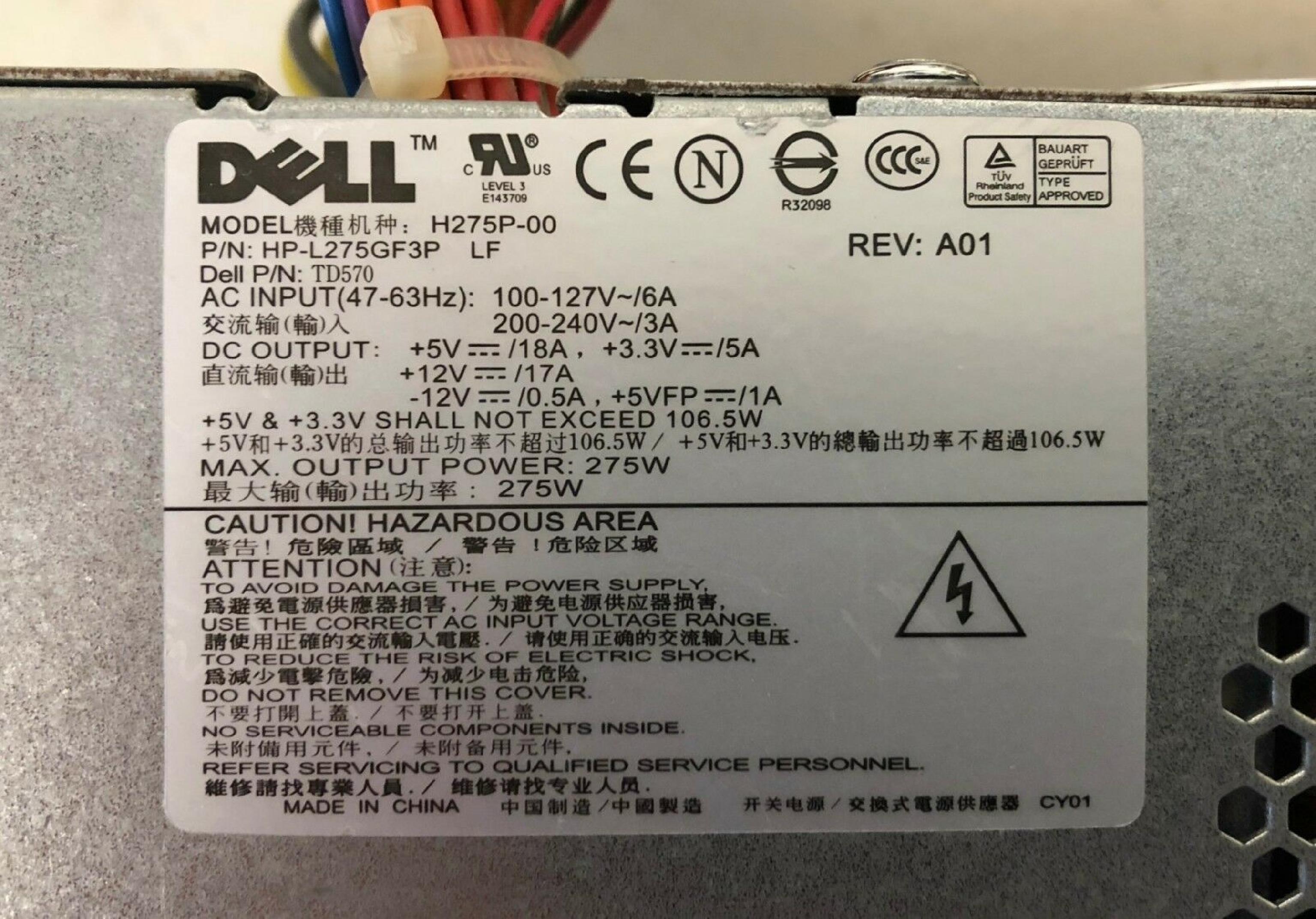 DELL HP-L275GF3P POWER SUPPLY 275W GX620 SFF