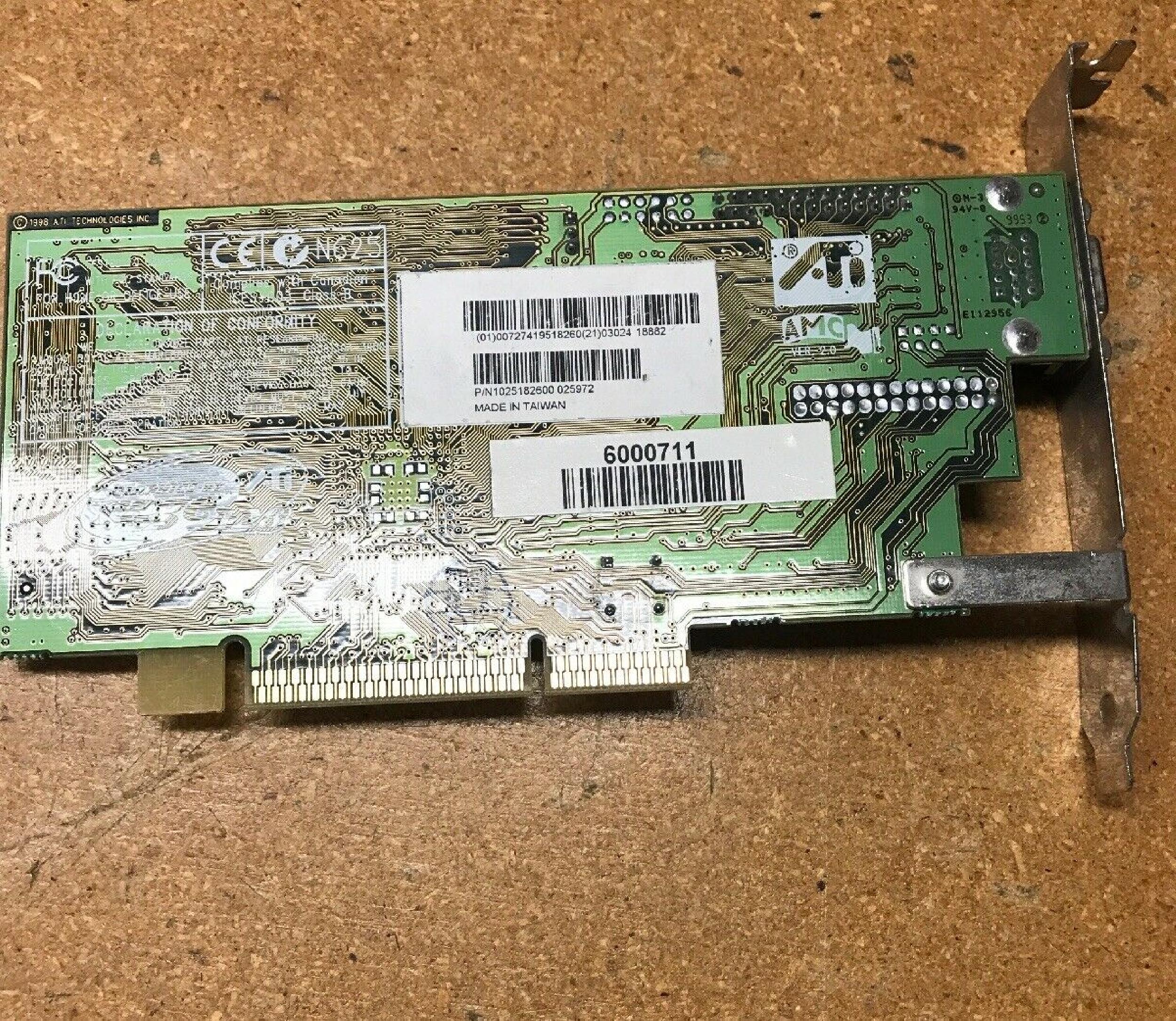 ATI 109-51800-01 16MB AGP VIDEO CARD RAGE PRO 128 WITH VGA PORT