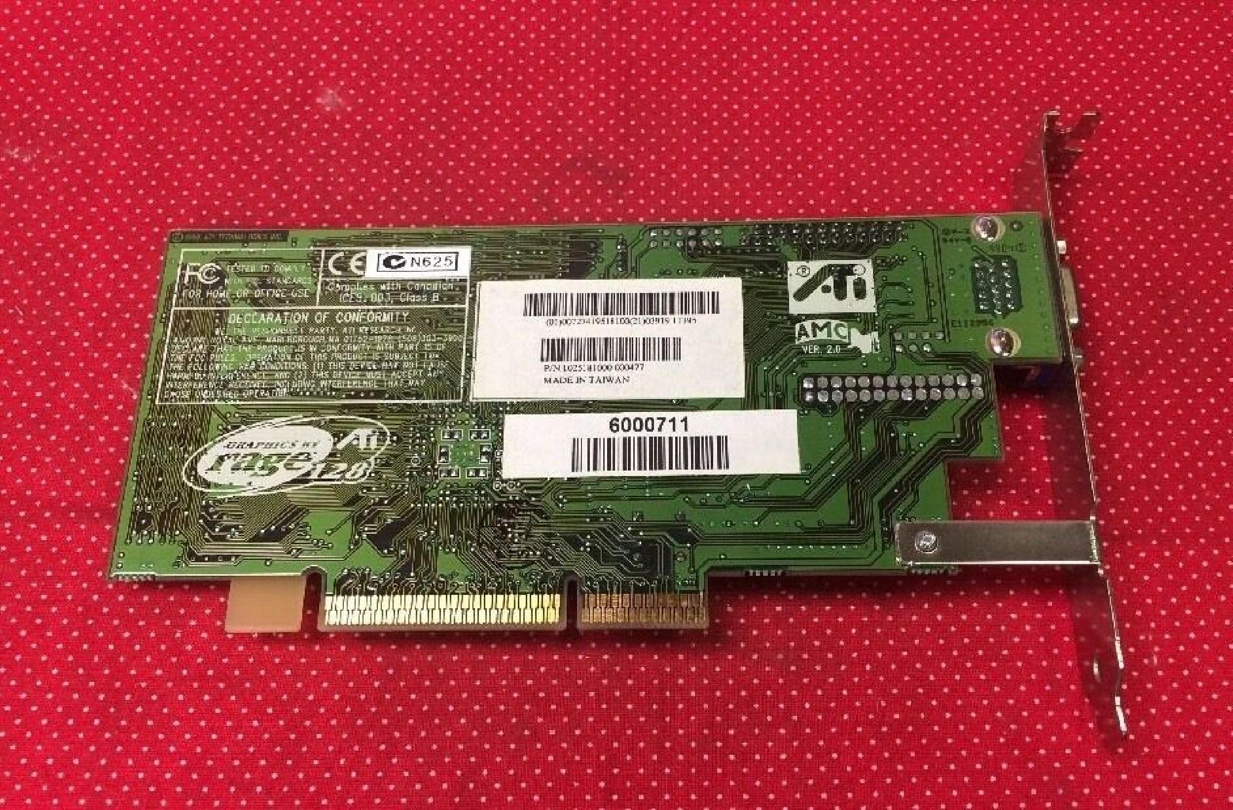 ATI 109-51800-01 16MB AGP VIDEO CARD RAGE PRO 128 WITH VGA PORT