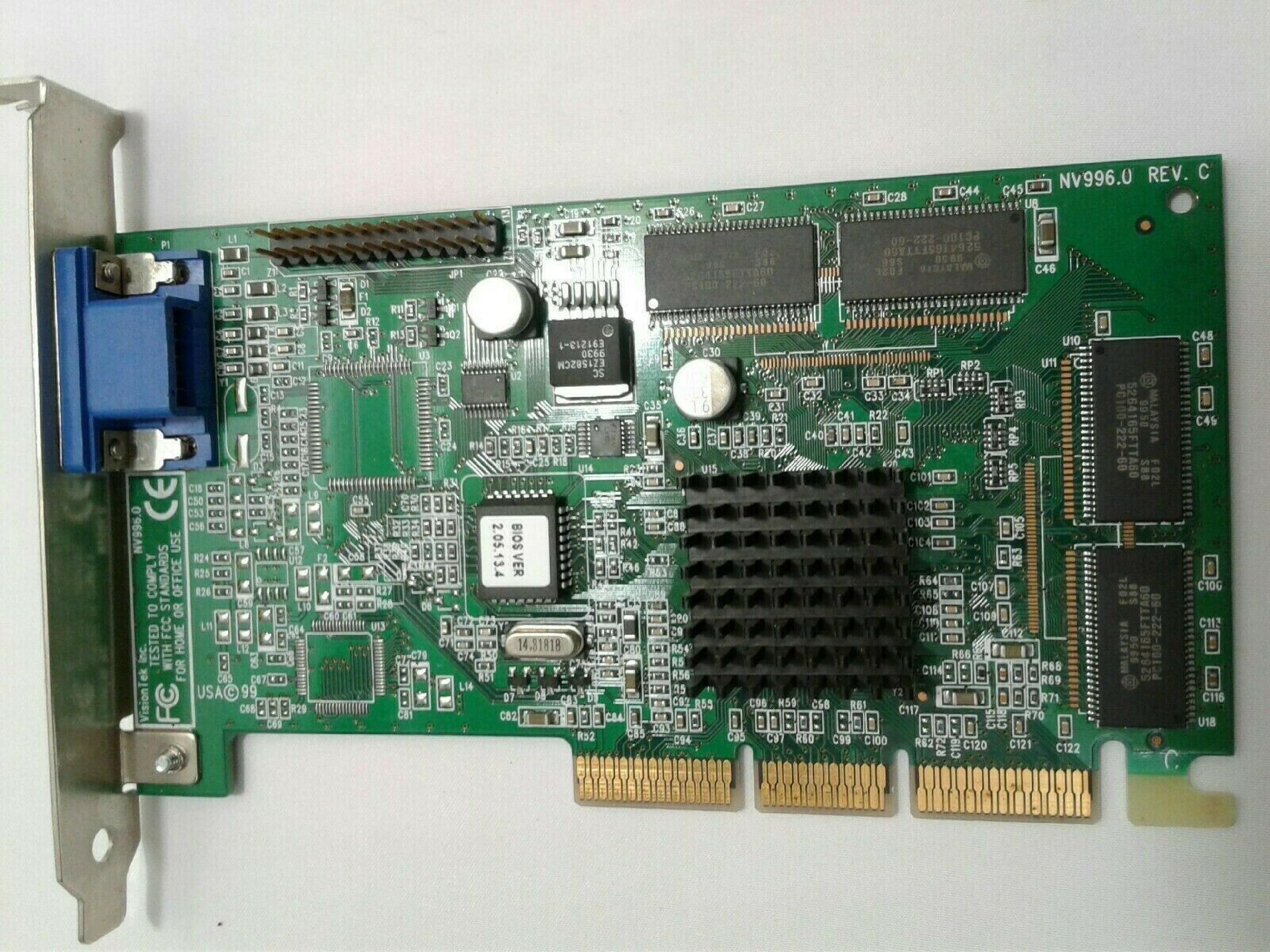 VISIONTEK / NVIDIA / GATEWAY 2000 NV996.0 RIVA TNT2 64 AGP VGA CARD 8MB OR 16MB 32MB VIDEO WITH OUTPUT T6B5802370014