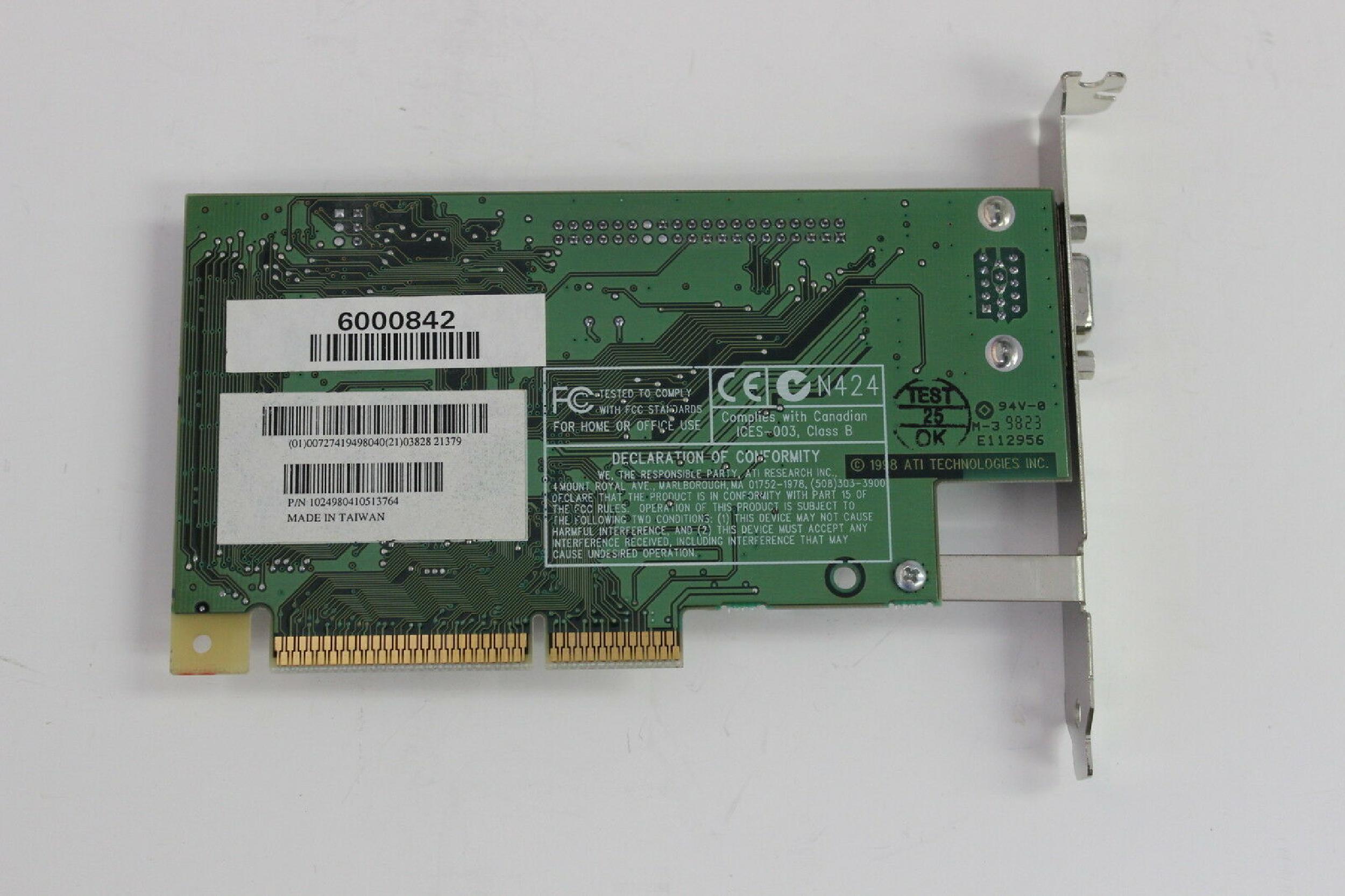 ATI 6000842 RAGE PRO TURBO AGP 8MB VIDEO CARD VGA OUT