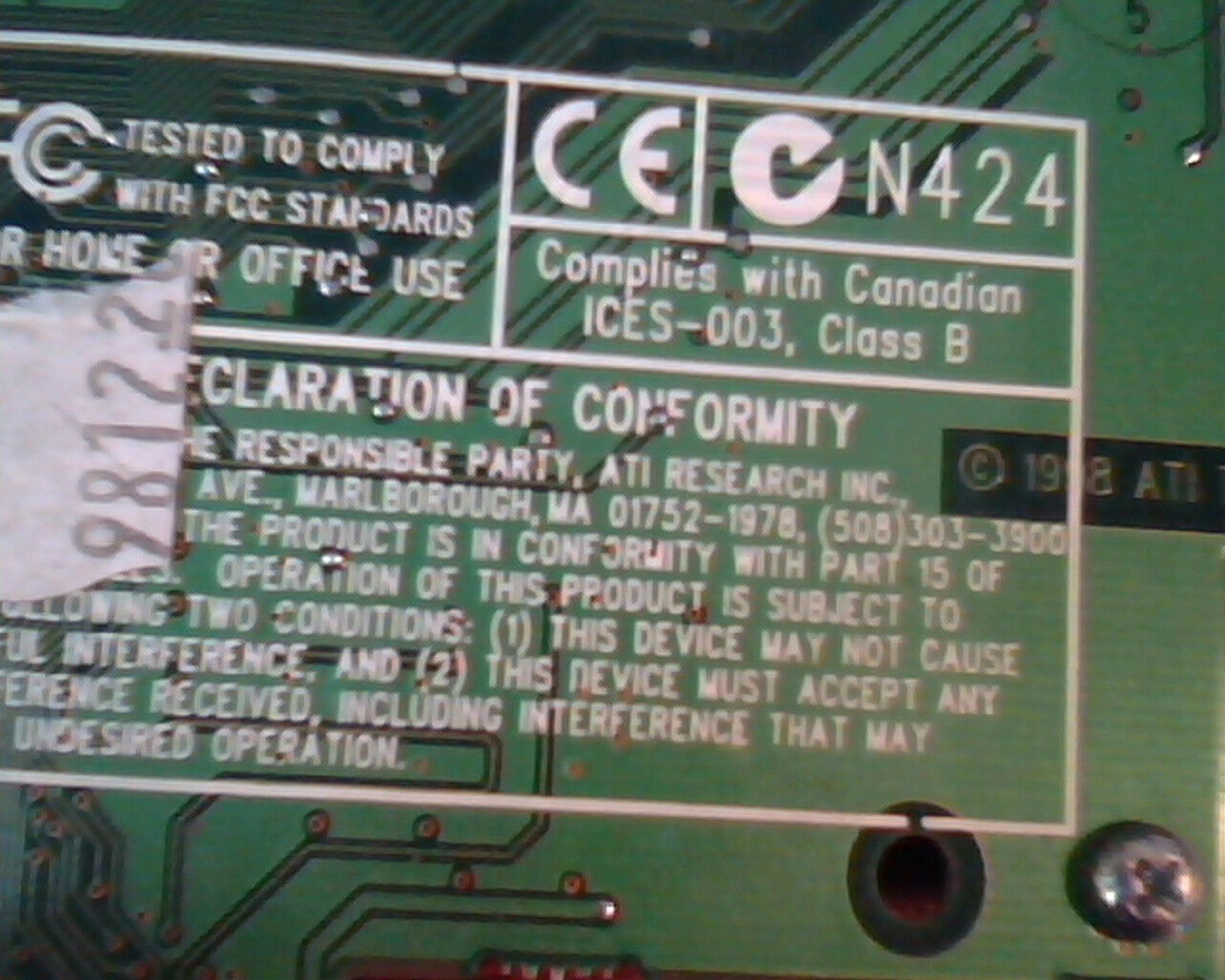 ATI N424 RAGE PRO TURBO AGP 8MB VIDEO CARD VGA OUT