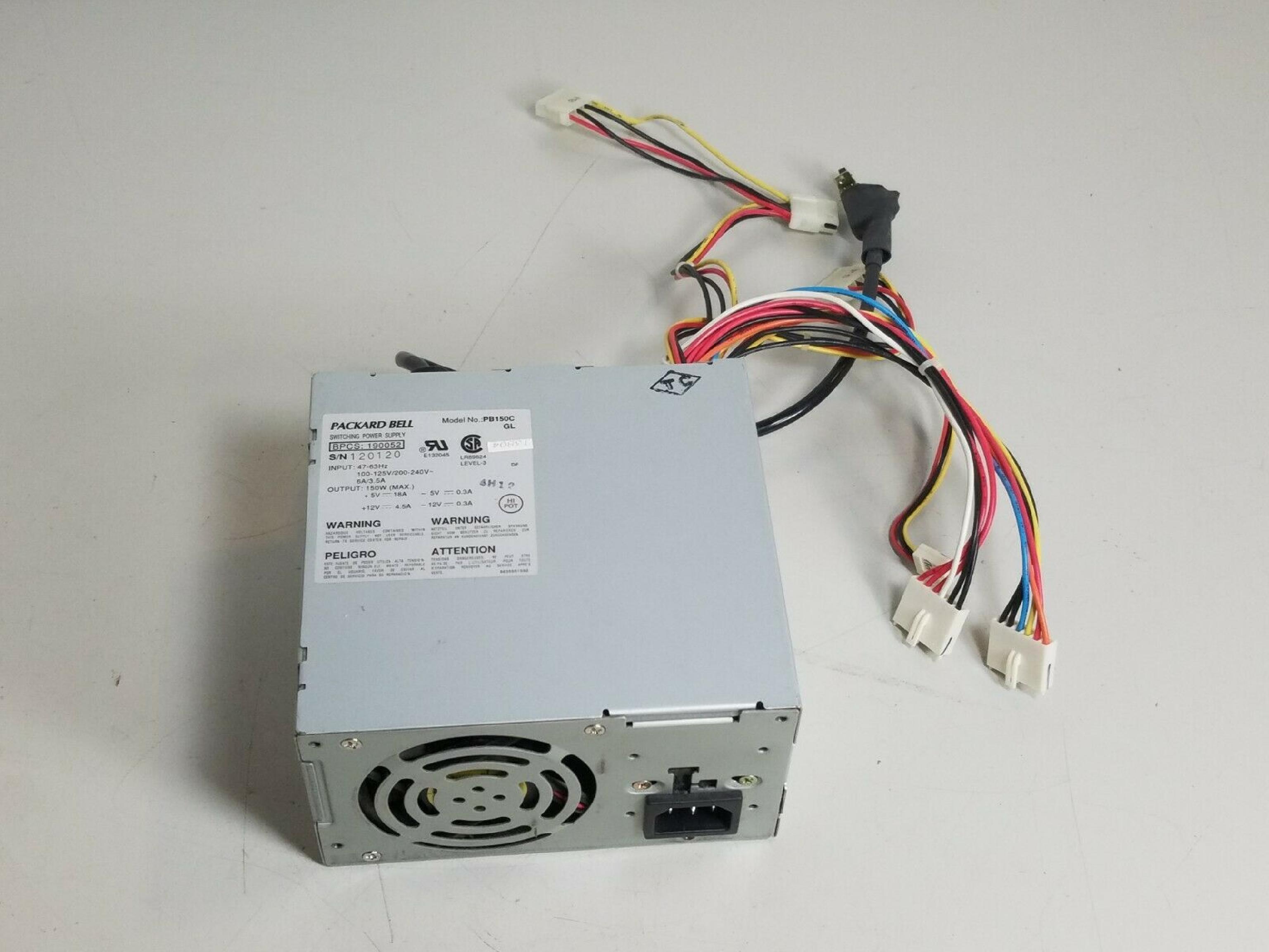 PACKARD BELL PB150CGL 150 WATT AT STYLE POWER SUPPLY EXTERNAL PLUNGER SWITCH