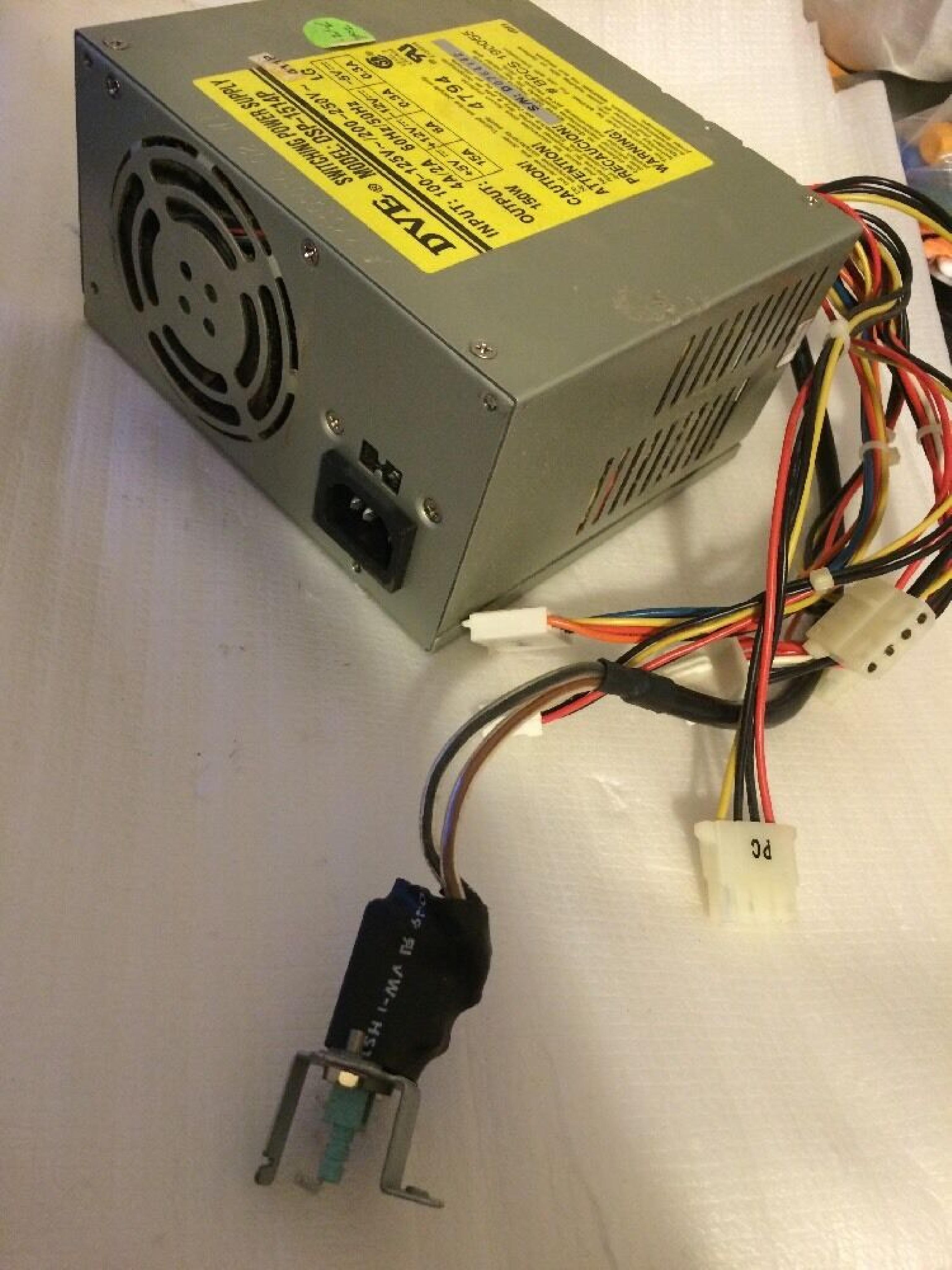 DVE / DSP DSP-1514P 150W AT POWER SUPPLY W/REMOTE SWITCH FOR CASE MOUNT 150 WATT PLUNGER TYPE INSIDE