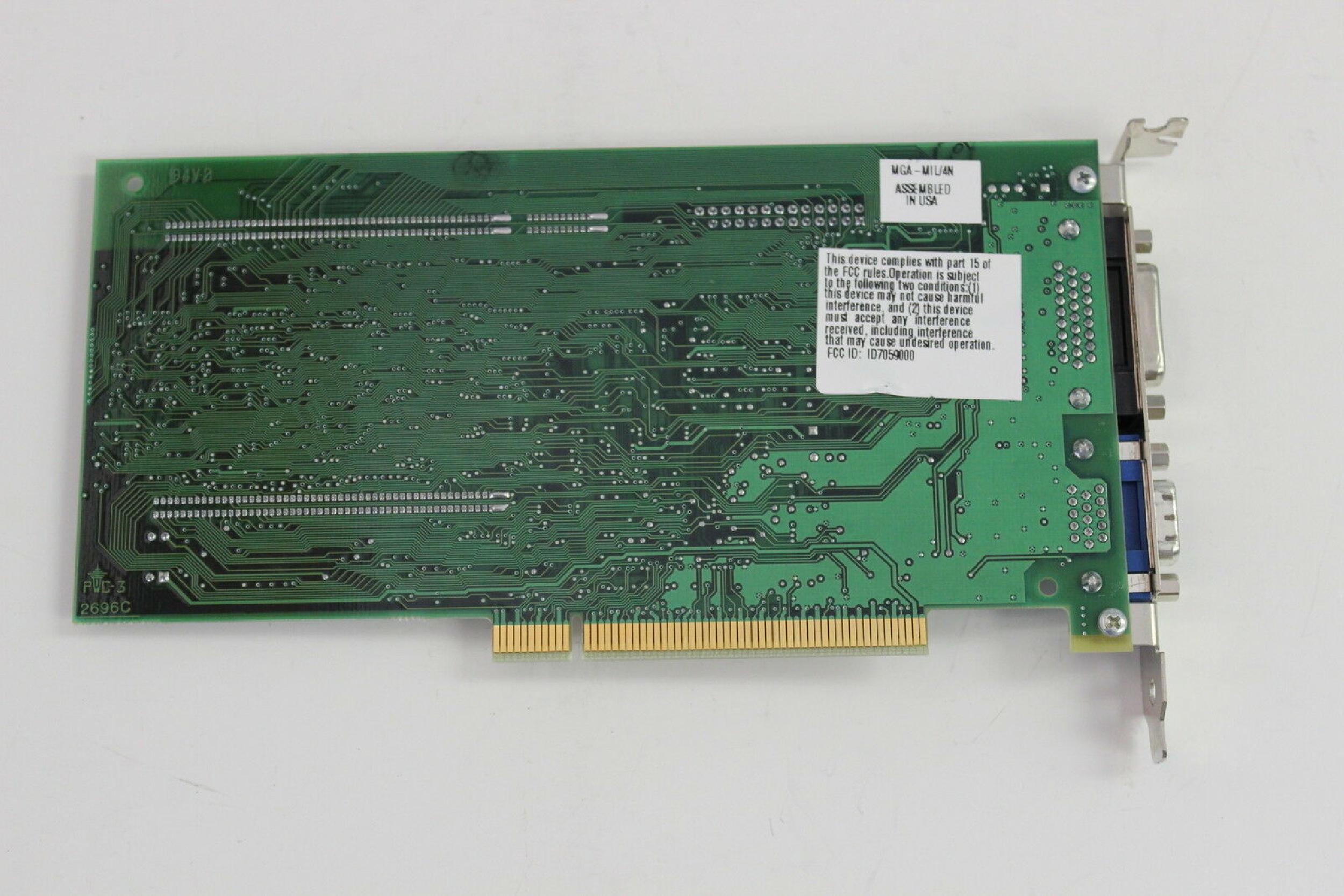 MATROX MGA-MIL/4N MILLENNIUM PCI 4MB VIDEO CARD AGP WITH VGA OUTPUT AND A/V OUTPUTS